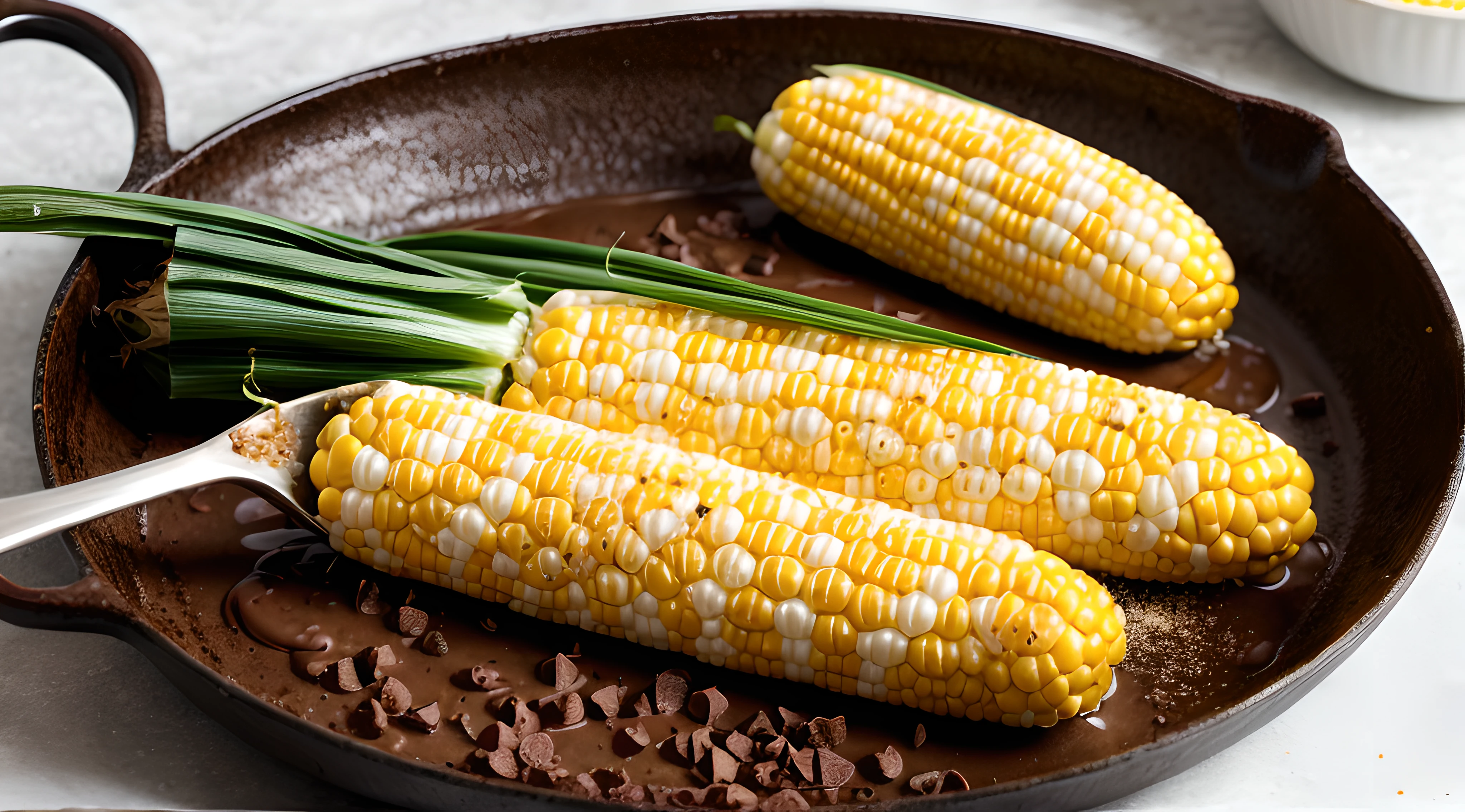 ChocolateWetStyle corn on the cob with WhippedCreamOnTopStyle