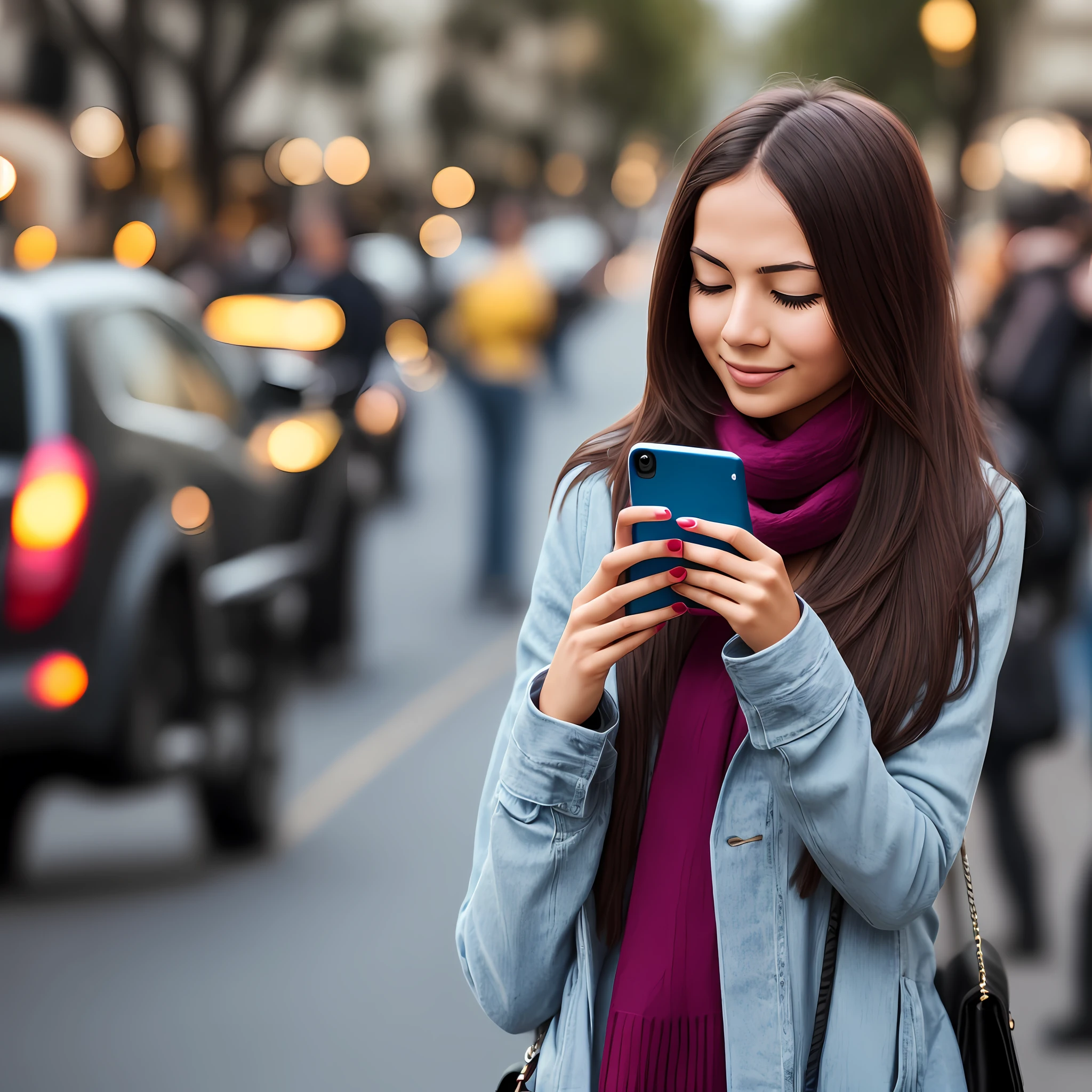 Woman, taking picture covering her face with her cell phone