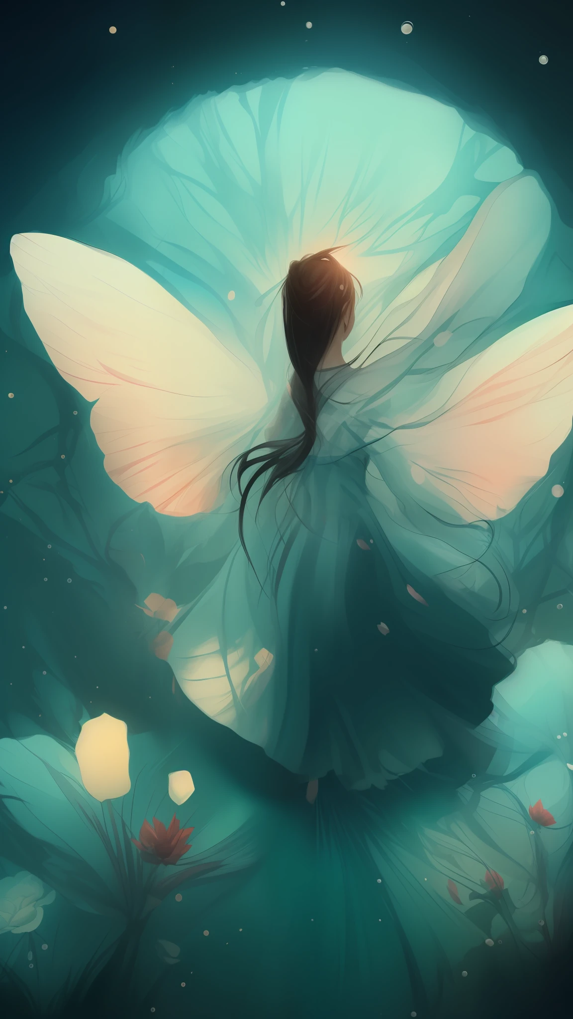 (Masterpiece, Top Quality, Official Art: 1.2), (Monochrome: 1.5), (Color), Looking at the Audience, 1 Girl, Solo, Gorgeous Background, Floating Colored Water, (2D: 1.5)