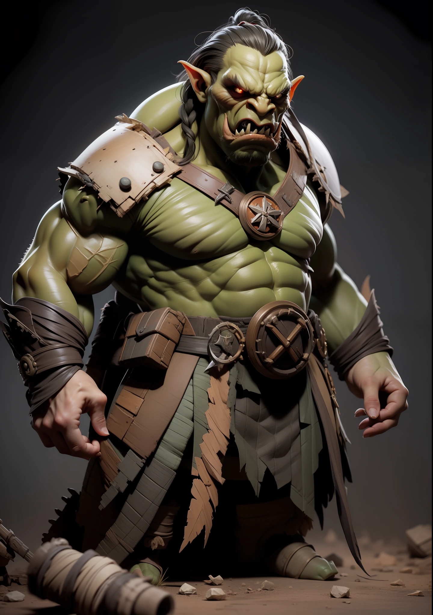 War scenario, Orc (warcraft) warrior, terror, horror, ultra realistic, angry, chaos like Background --s 750