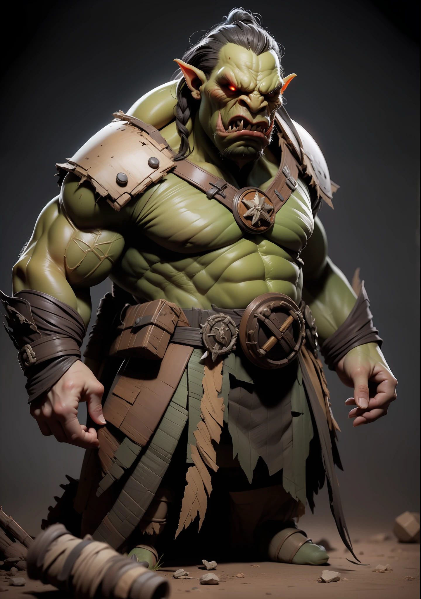 War scenario, Orc (warcraft) warrior, terror, horror, ultra realistic, angry, chaos like Background --s 750