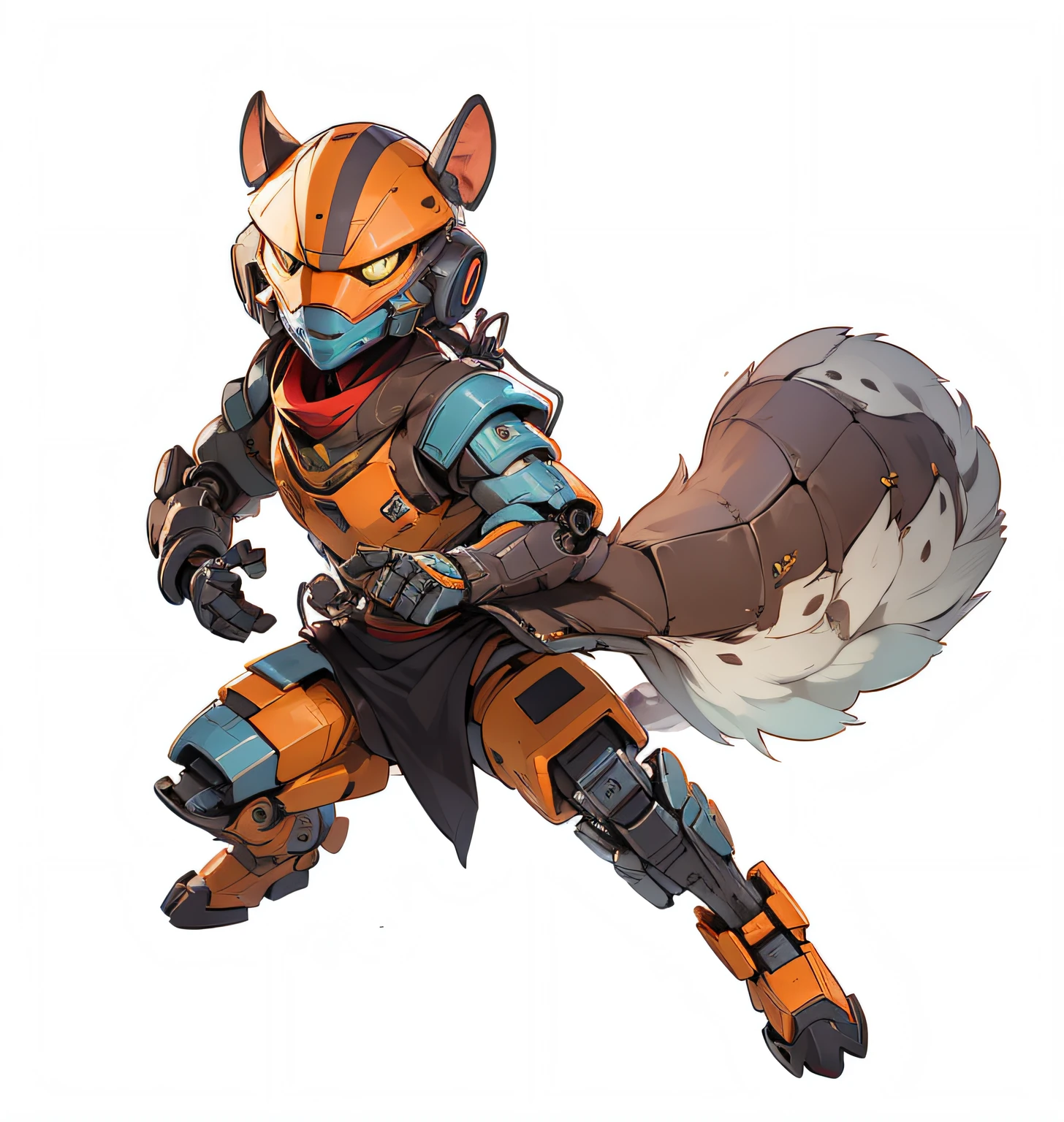 robot squirrel, well done lineart, perfect focus, comics