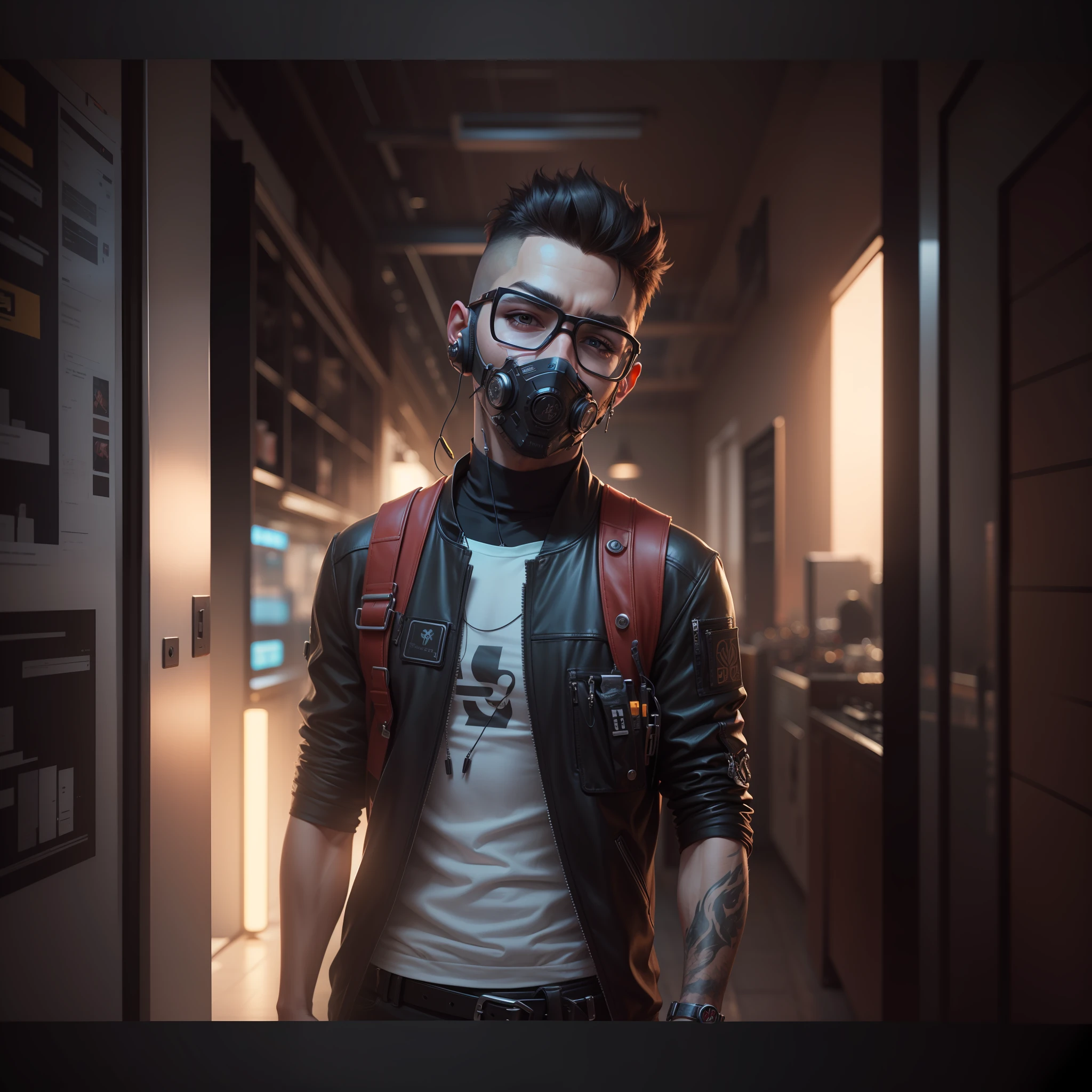 Change background Cyberpunk handsome boy, realistic face, 8k, ultra realistic