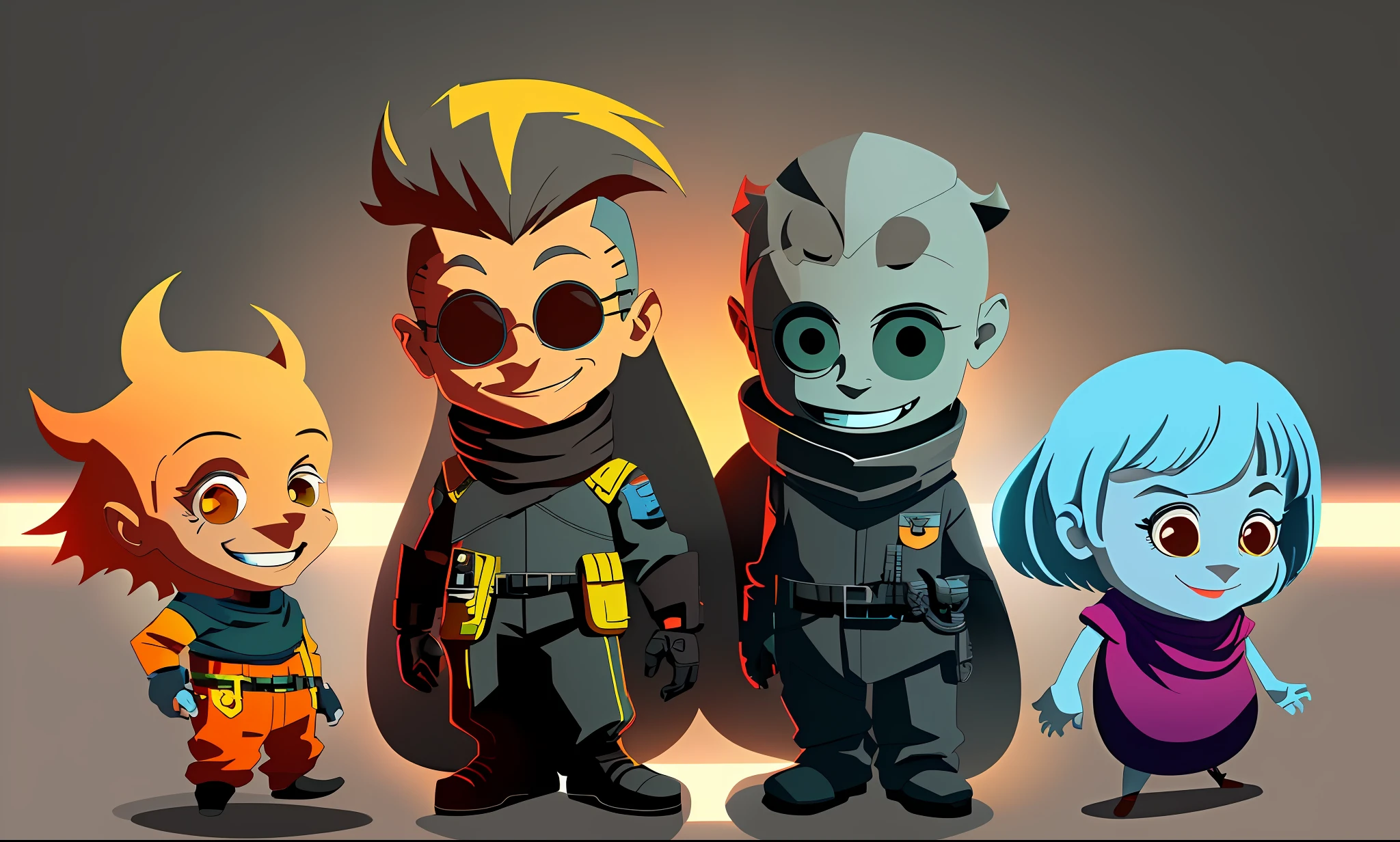 full body, character sheet, CG, vector, smiling, looking at the viewer.