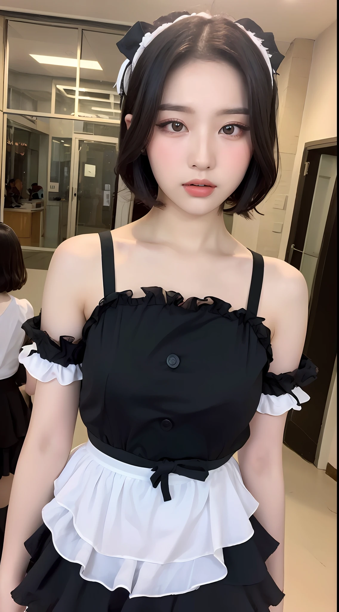 ((Best quality, 8k, Masterpiece :1.3)), Sharp focus:1.2, Perfect Body Beauty:1.4,((Layered short hair:1.2)), (Lolita fashion, Indoor: 1.1), (Street:1.2), Highly detailed face and skin texture, Fine eyes, Double eyelids,
