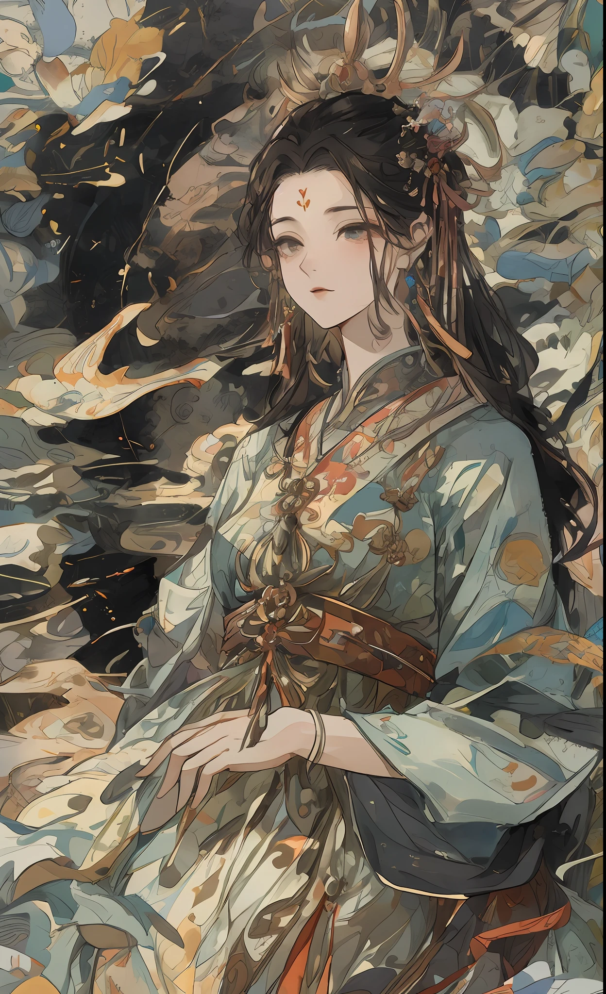 A girl in ancient Chinese clothing, visible all over, under the sun, clear face, clean white wall background, this is a masterpiece-level work of art, showing super fine details, epic composition, ultra-high-definition, high-quality visual effects, especially suitable as an official artwork or 8k wallpaper, showing super delicate 32k quality.