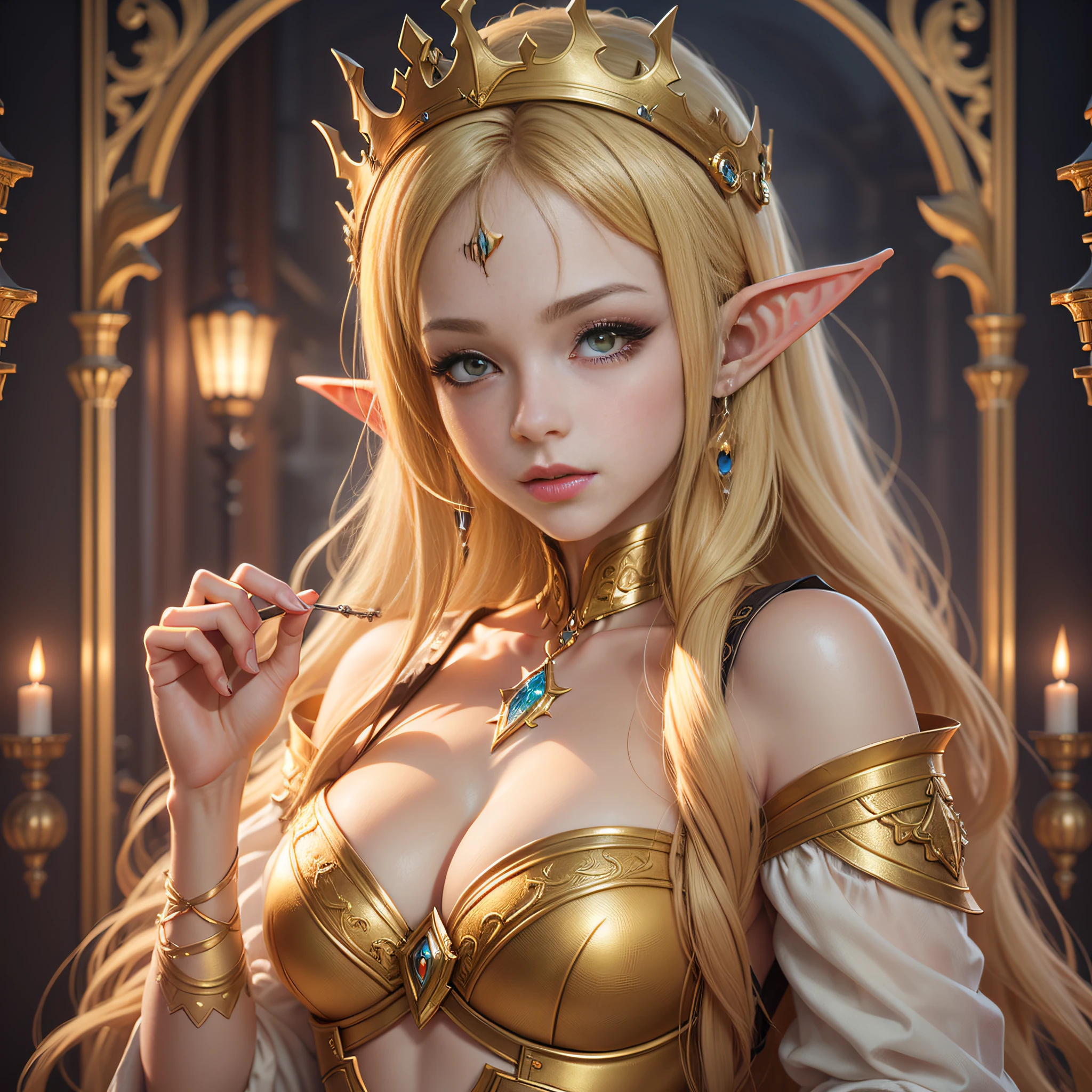 Golden Yellow, 3d Rendered Character Art 8K, Beautiful Fantasy Queen, 8k High Quality Detailed Art, Beautiful and Elegant Elf Queen, Realistic Anime Girl Rendering, (((Beautiful Fantasy Queen)), Smooth Anime CG Art, Beautiful Elf Princess, 3d Anime Realistic, 8K Portrait Rendering