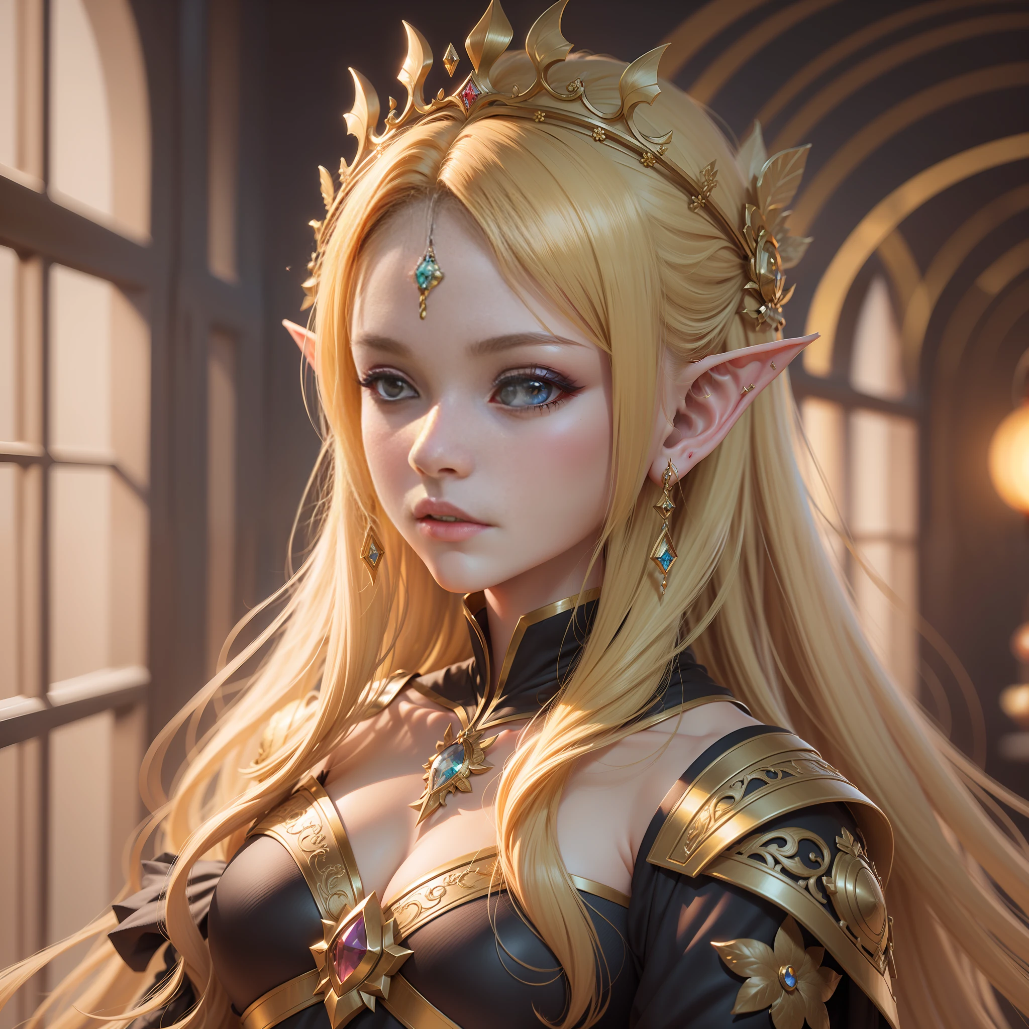 Golden Yellow, 3d Rendered Character Art 8K, Beautiful Fantasy Queen, 8k High Quality Detailed Art, Beautiful and Elegant Elf Queen, Realistic Anime Girl Rendering, (((Beautiful Fantasy Queen)), Smooth Anime CG Art, Beautiful Elf Princess, 3d Anime Realistic, 8K Portrait Rendering