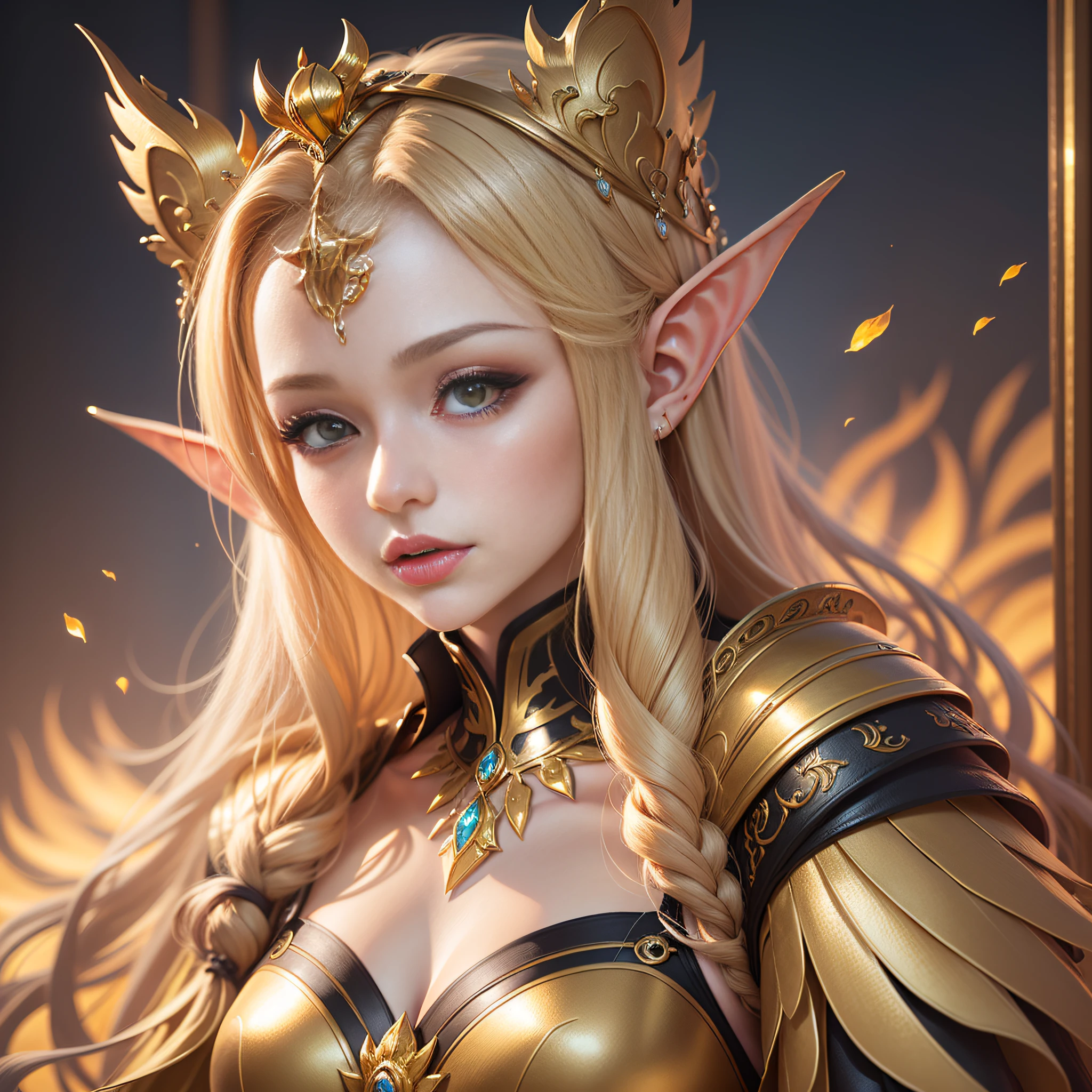 Golden Yellow, 3d Rendered Character Art 8K, Beautiful Fantasy Queen, 8k High Quality Detailed Art, Beautiful and Elegant Elf Queen, Realistic Anime Girl Rendering, (((Beautiful Fantasy Queen)), Smooth Anime CG Art, Beautiful Elf Princess, 3d Anime Realistic, 8K Portrait Rendering