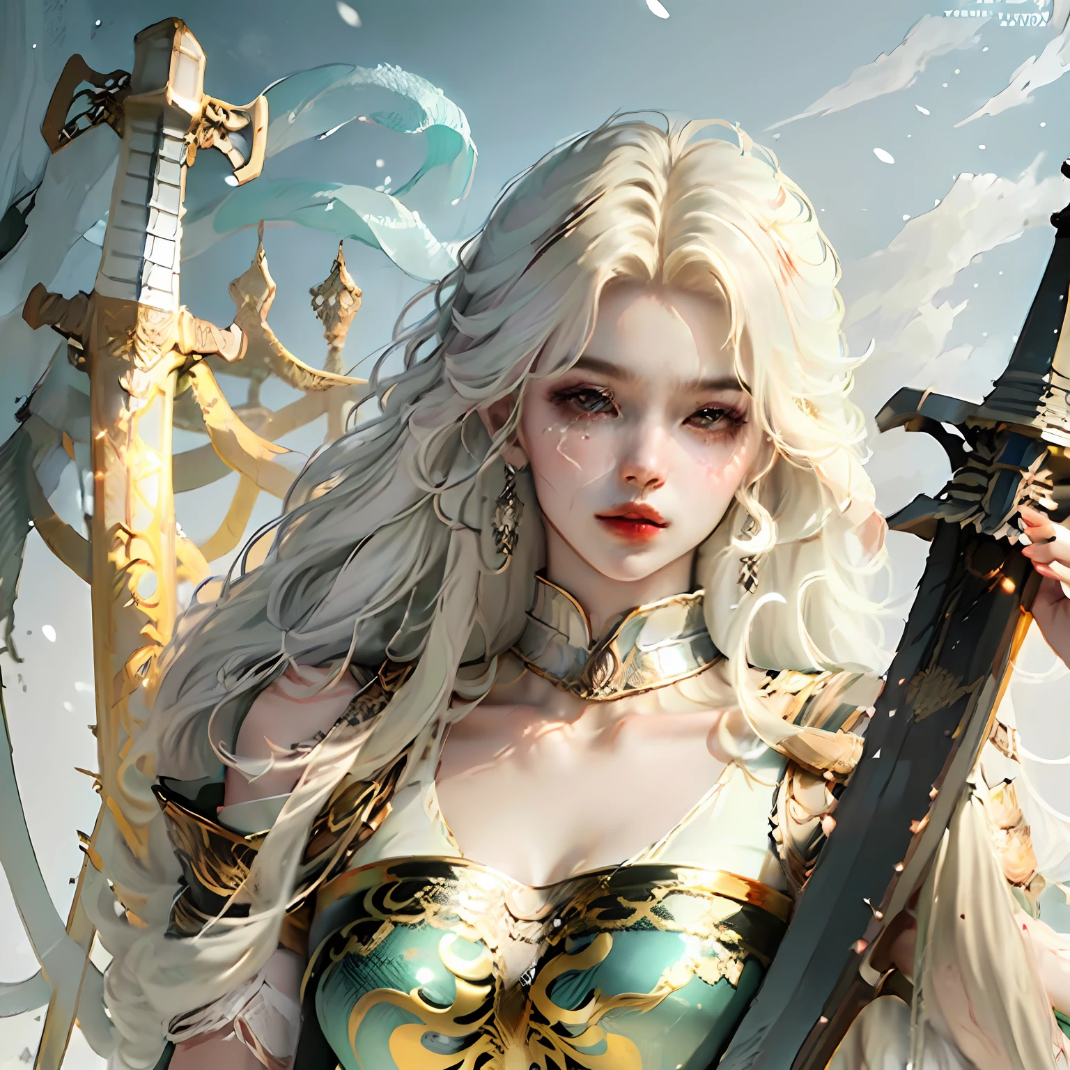 Handsome guy, good figure, ancient style, long flowing hair, strong eyebrow bone, sword, 10,000 years at a glance --auto