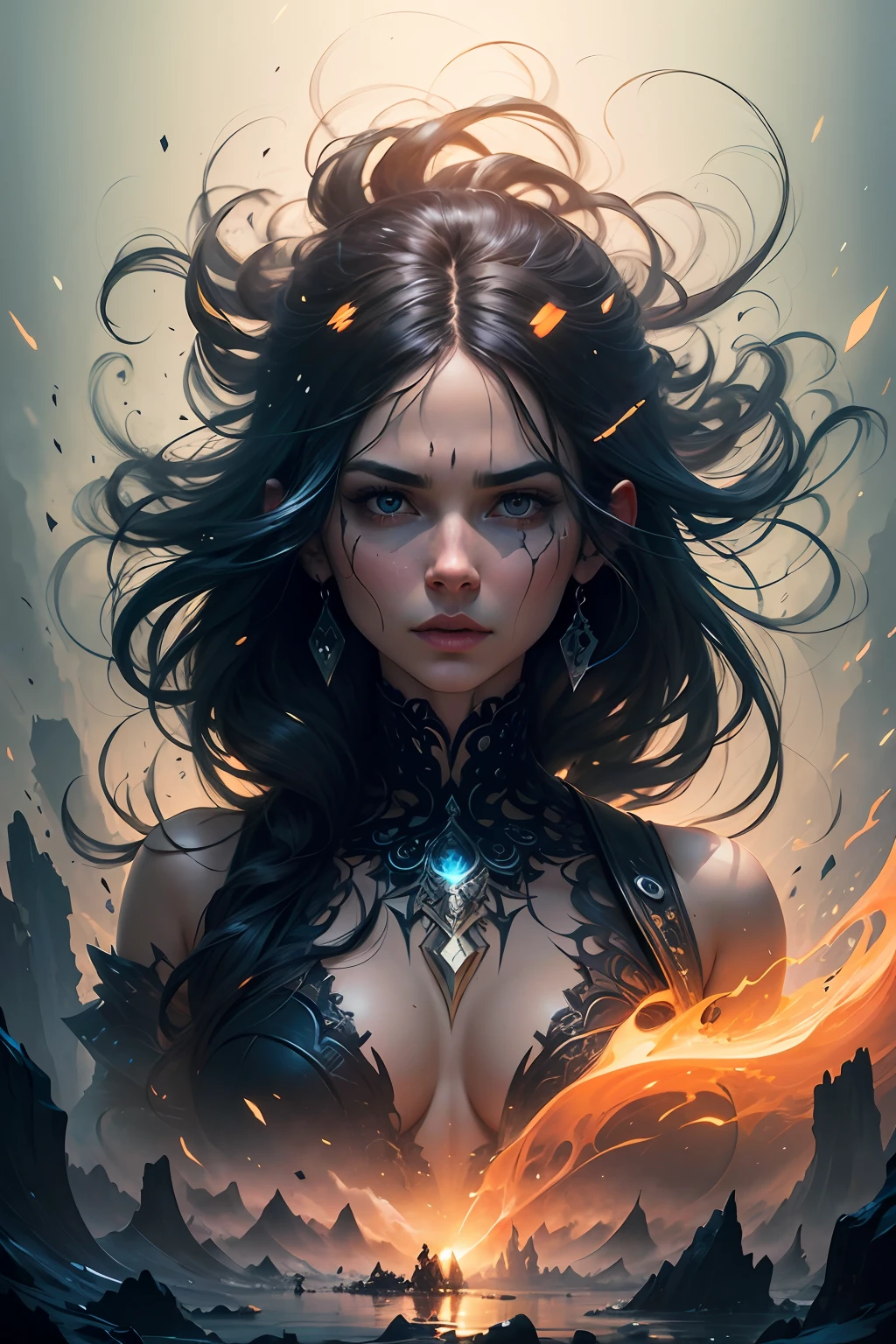 beautiful woman, Black ink flow, 8k resolution, photorealistic masterpiece by Aaron Horkey and Jeremy Mann, intricately detailed fluid gouache painting by Jean Baptiste, professional photography, natural lighting, volumetric lighting, maximalist, 8k resolution, concept art, intricately detailed, complex, elegant, expansive, fantastical, cover --auto