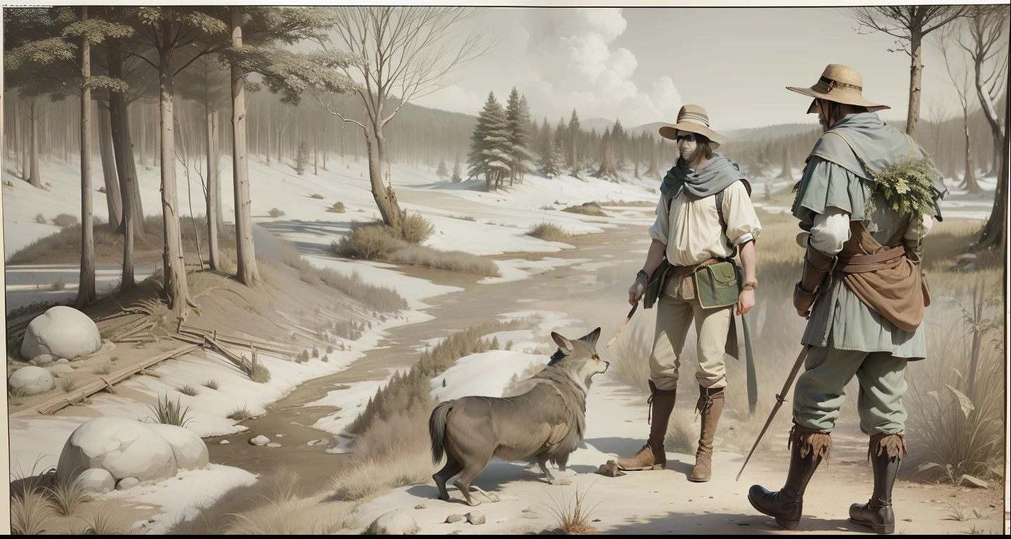 From this image make a realistic version of the local forest and the people medieval Hercinia forest --auto