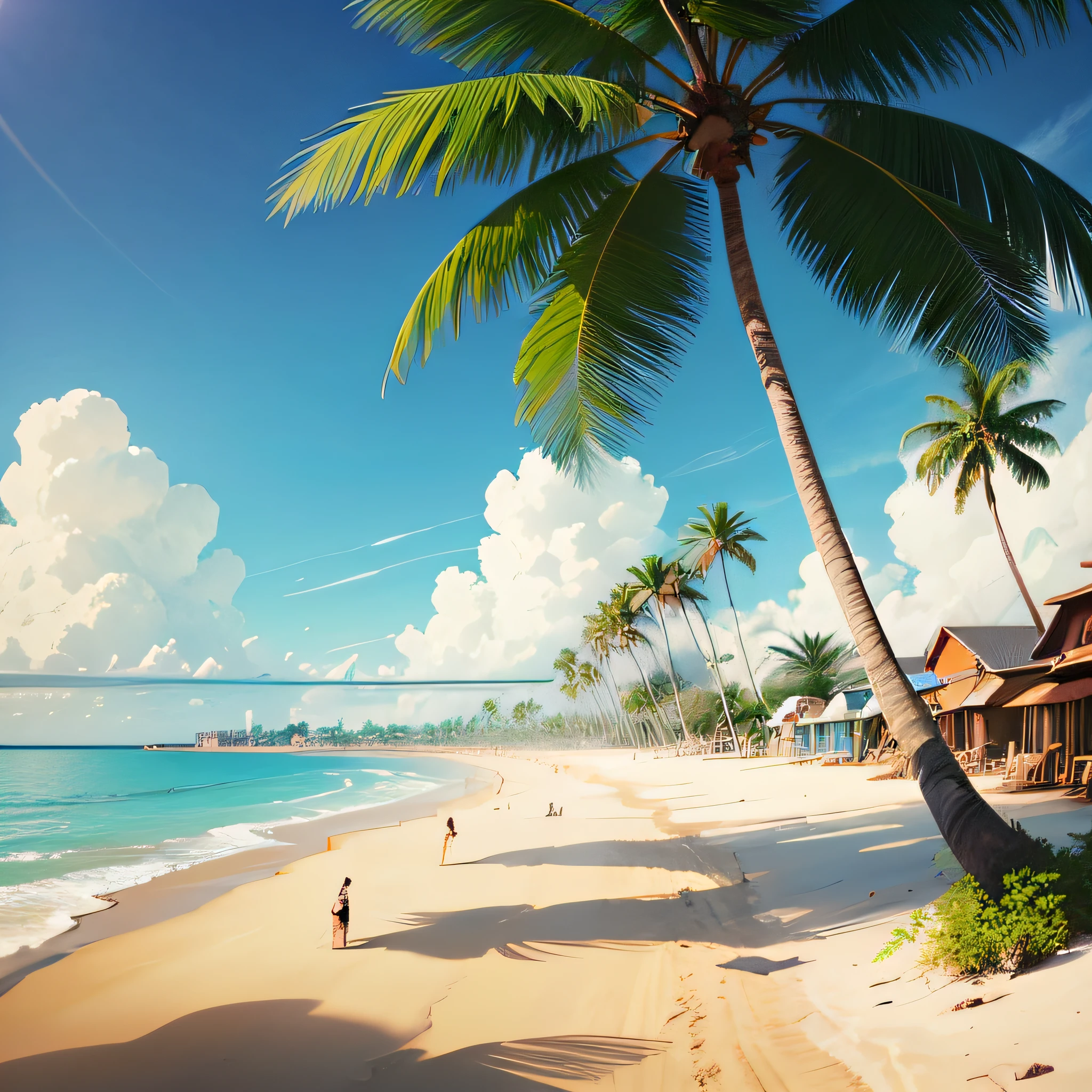 a palm tree in a island beach landscape, t shirt design, vector-art --auto