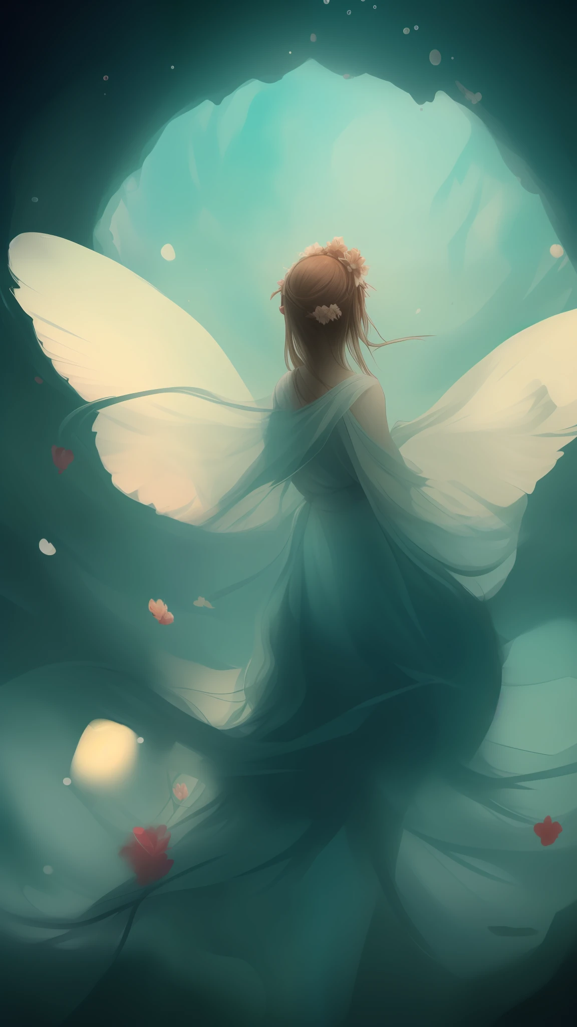 (Masterpiece, Top Quality, Official Art: 1.2), (Monochrome: 1.5), (Color), Looking at the Audience, 1 Girl, Solo, Gorgeous Background, Floating Colored Water, (2D: 1.5)