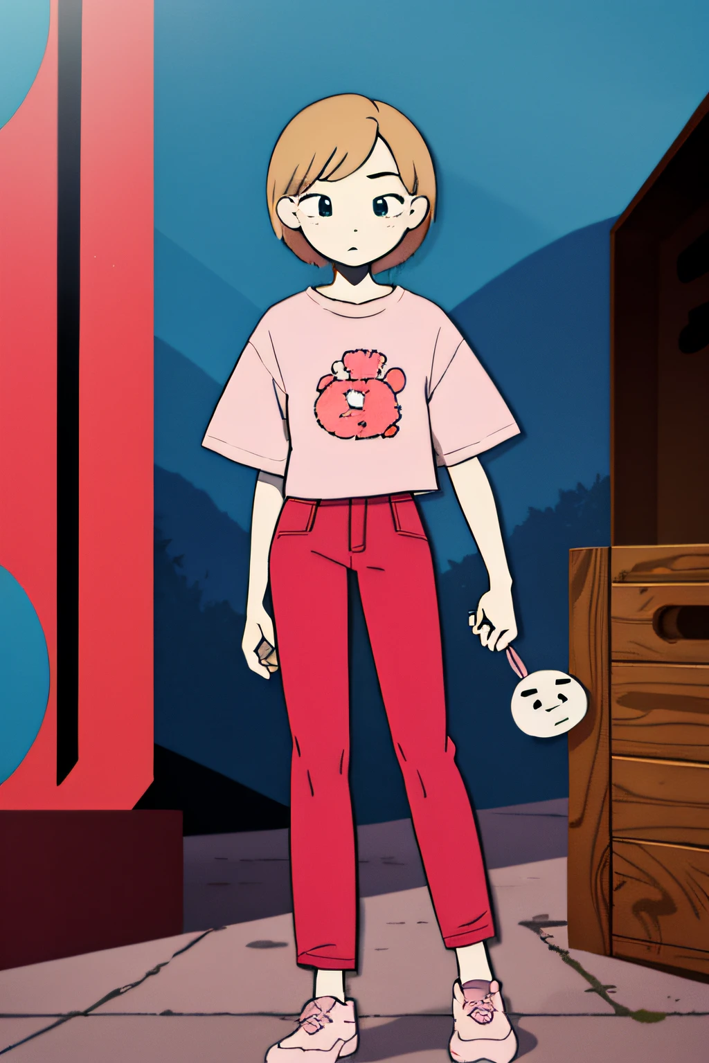 girl,(prettify)
fit,Nier, ,[1boy:1girl:0.25], masterpiece, highres,pink Torn Pants,1990s