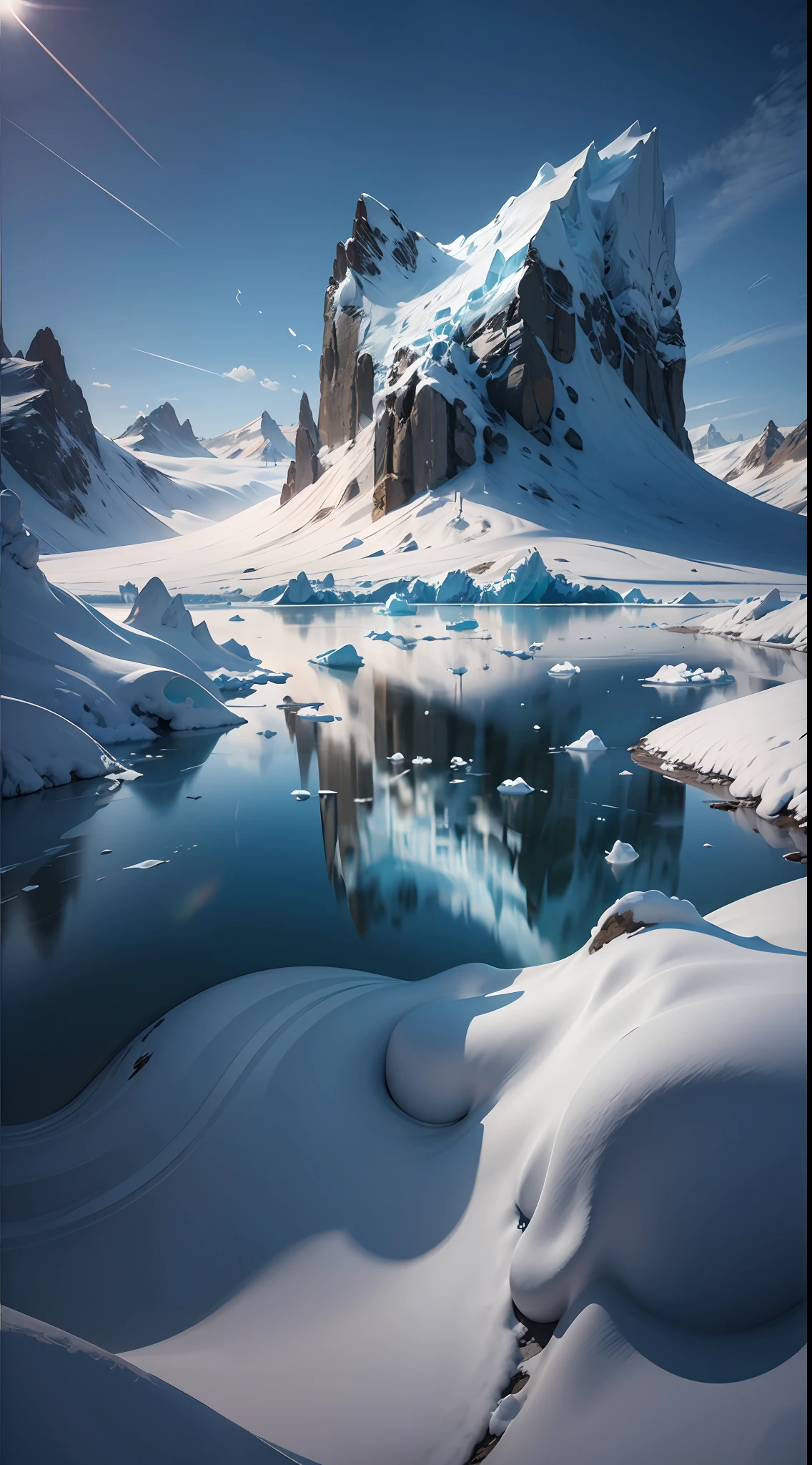 Greenland Ice Cap, cold snowy weather, cinematic, (photorealistic:1.4), 8k uhd, (hyper realistic), (photo realistic), (masterpiece), (best quality)