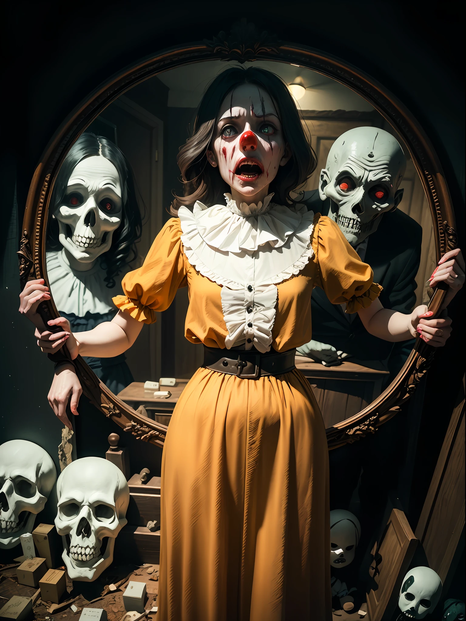 Haunted graveyard,Sinister shadows,Creepy abandoned house,Malevolent spirits,Bloodcurdling screams,Cursed dolls,Terrifying clowns,Macabre rituals,Grave robbers,Chilling whispers,Possessed mirrors,Haunted paintings,Creaking floorboards,Mysterious disappearances,Forbidden rituals