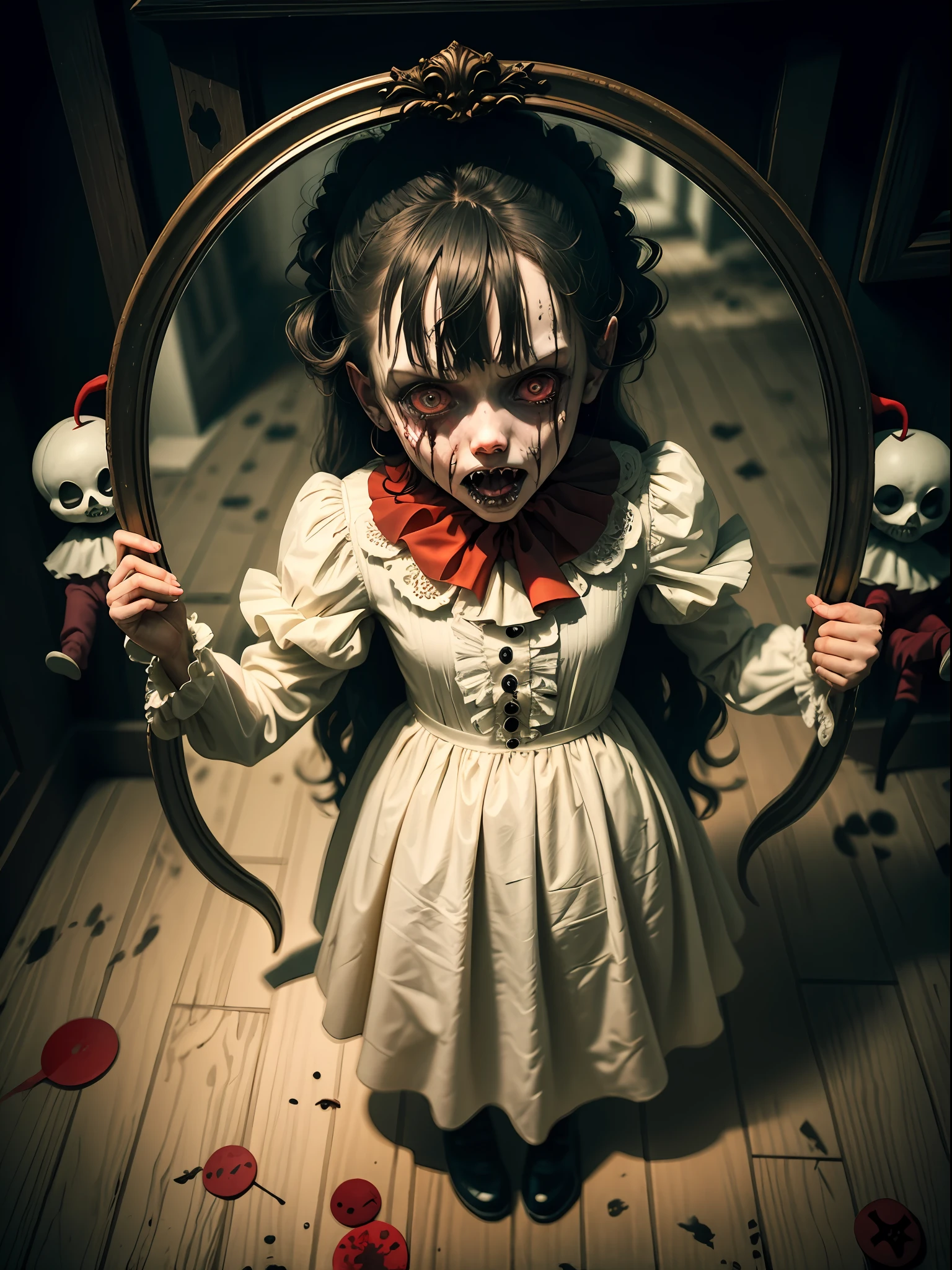 Haunted graveyard,Sinister shadows,Creepy abandoned house,Malevolent spirits,Bloodcurdling screams,Cursed dolls,Terrifying clowns,Macabre rituals,Grave robbers,Chilling whispers,Possessed mirrors,Haunted paintings,Creaking floorboards,Mysterious disappearances,Forbidden rituals