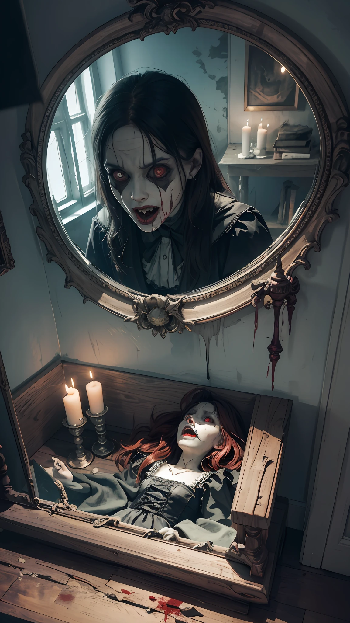 Haunted graveyard,Sinister shadows,Creepy abandoned house,Malevolent spirits,Bloodcurdling screams,Cursed dolls,Terrifying clowns,Macabre rituals,Grave robbers,Chilling whispers,Possessed mirrors,Haunted paintings,Creaking floorboards,Mysterious disappearances,Forbidden rituals