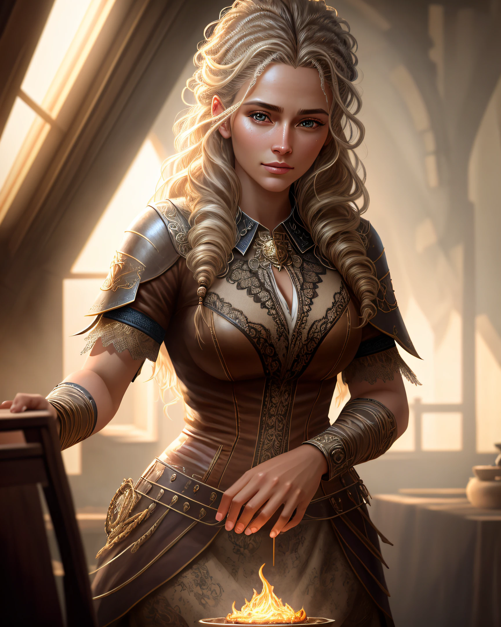 Ultra-realistic rendering of a stunning and incredibly detailed 3D model, with lifelike skin and hair textures, beautifully lit and shaded, in an environment that feels completely immersive and believable.