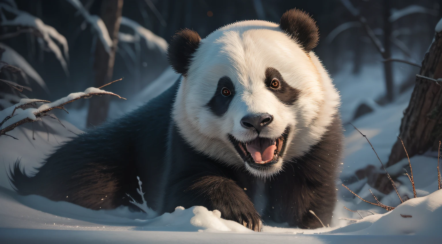 panda with mouth capped