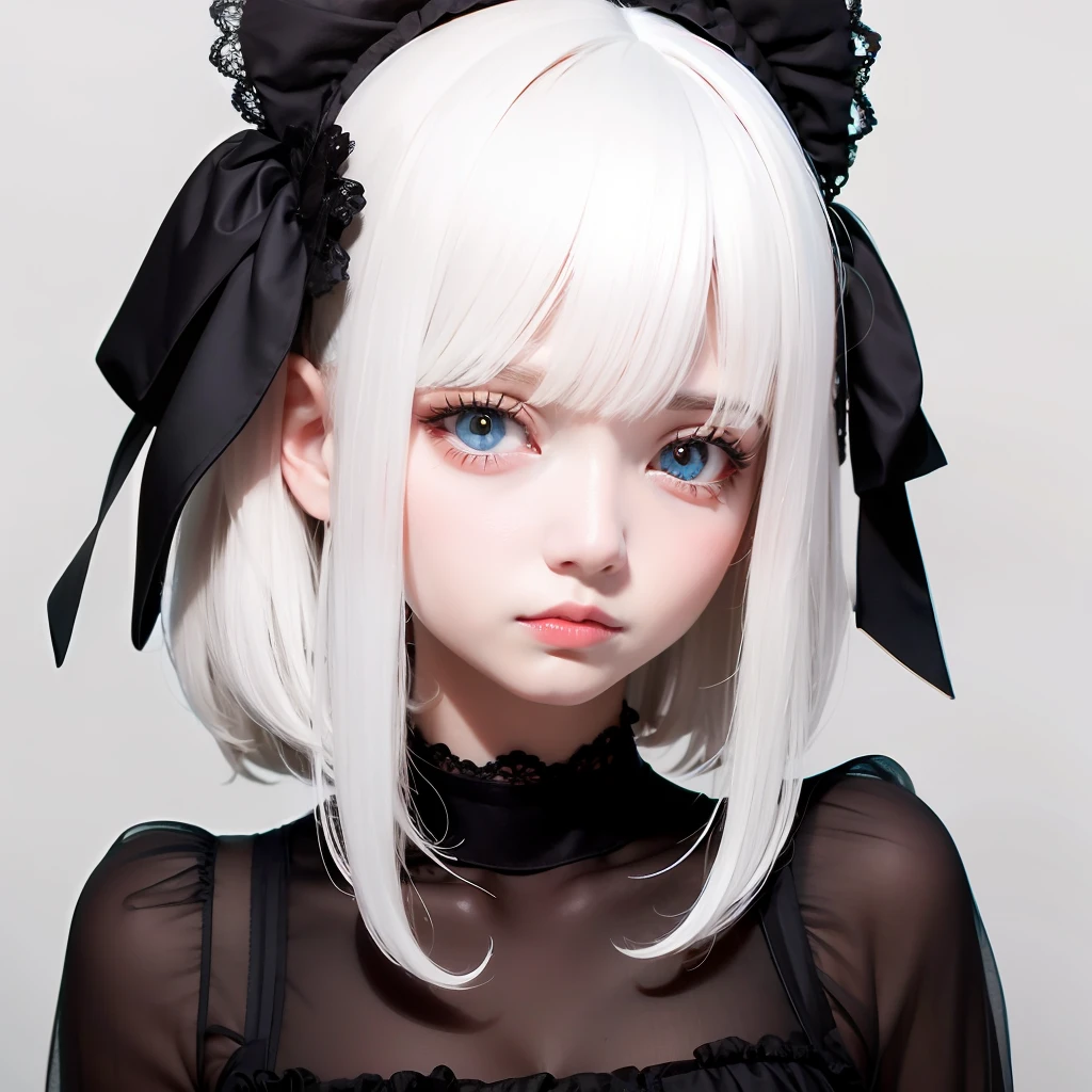 White hair, red pupils, Lolita,