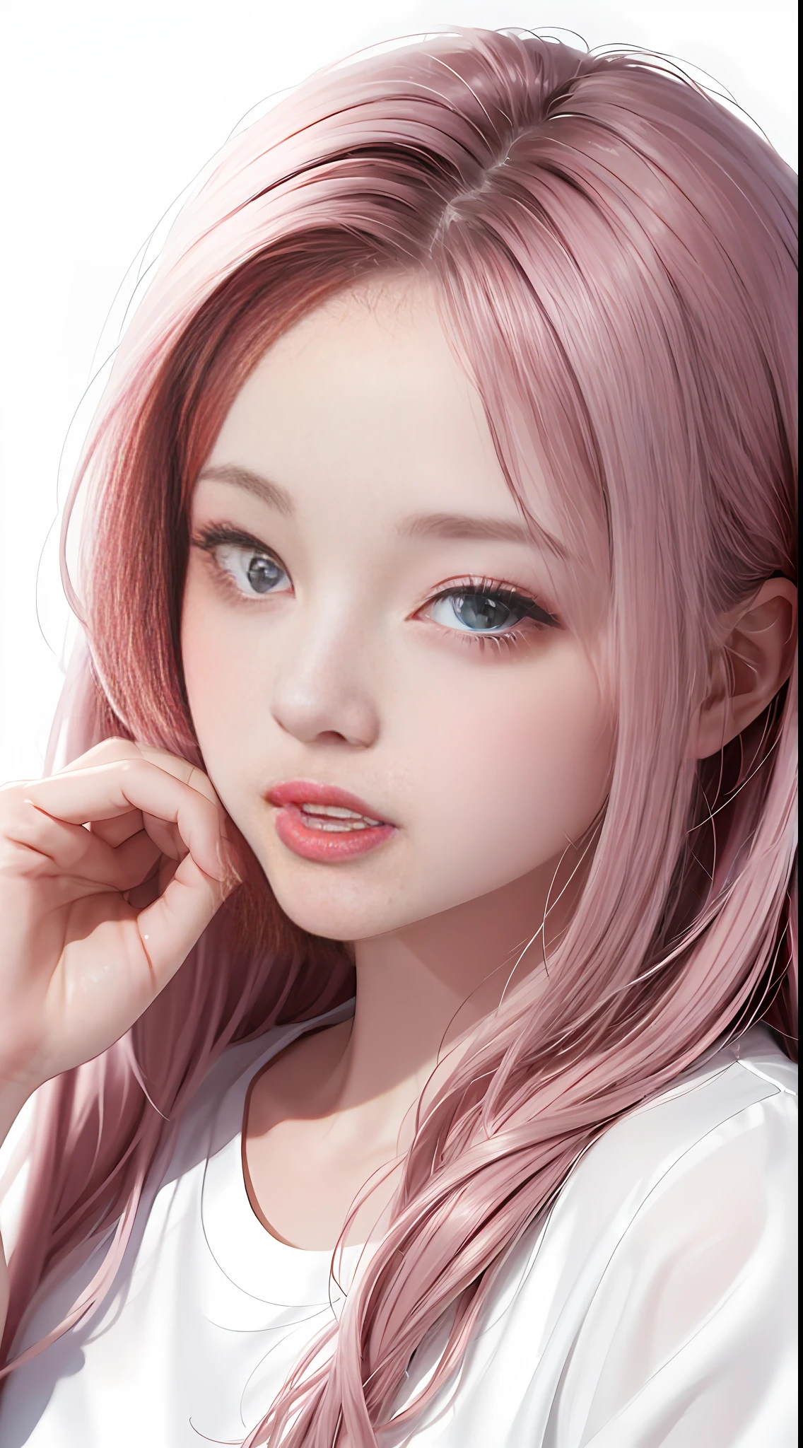 a cute little girl,pink lips,wearing a bright white shirt,in the style of soft color palette
aurorapunk,an anime illustration of her
face,animated gifs,hand-drawn
animation,charming sketches,smooth and
shiny,hazy romanticism,superflat style,white
background--ar 1:1--niji 5--style expressive --s 50