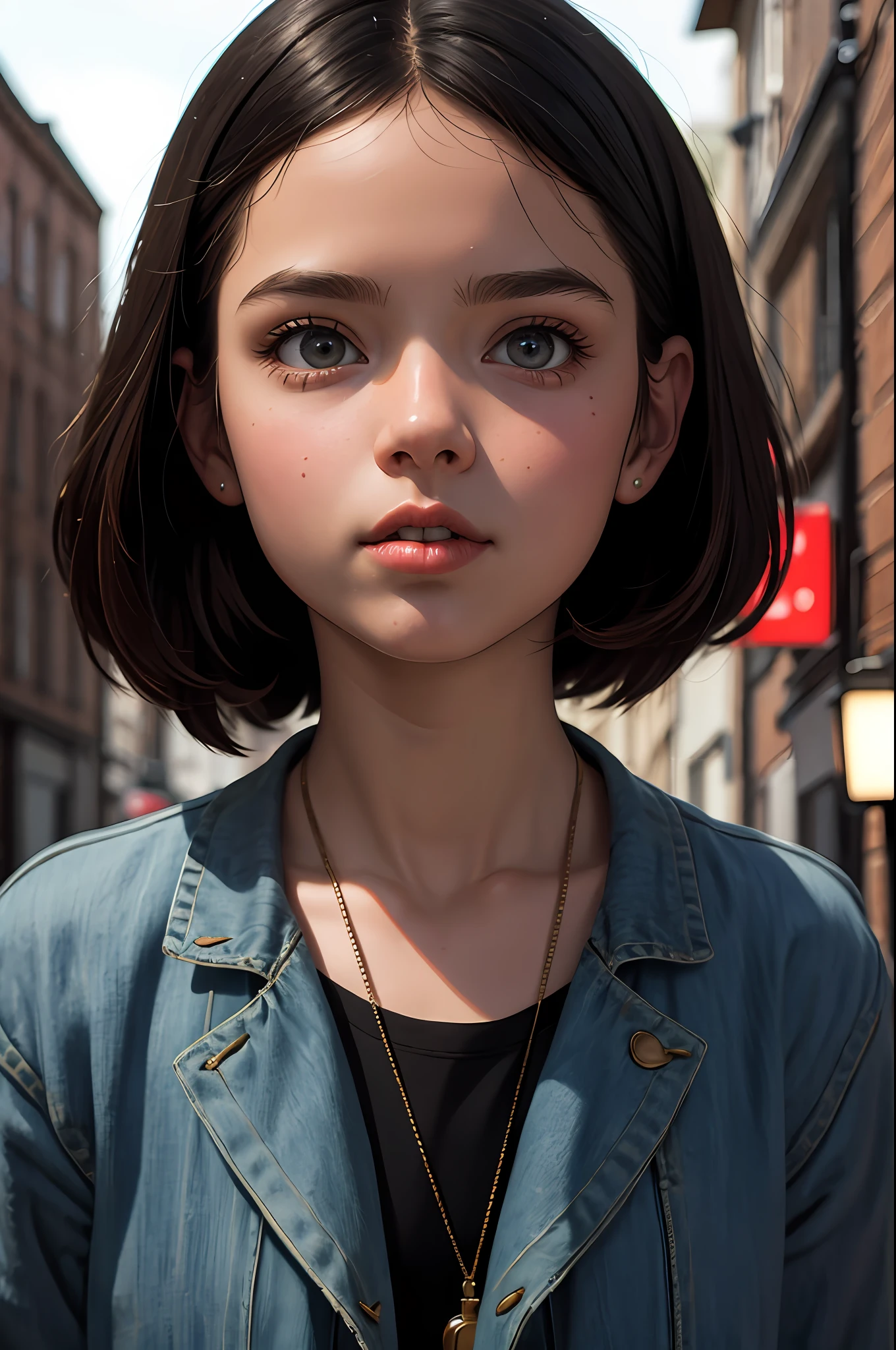 Masterpiece, Best Quality, Lofi Portrait, Digital Painting, HDR, Pixar Style Paintings by Joe Fenton, Stanley Artgerm, Tom Bagshaw, Tim Burton, Side Glance, Perspective, Very Detailed 8K, High Resolution, Ultra Mass, Highly Detailed Eyes, Highly Detailed Mouth, Very Detailed Face, Perfect Eyes, Both Eyes are the same, HD, 2k, 4k, 8k, 16k