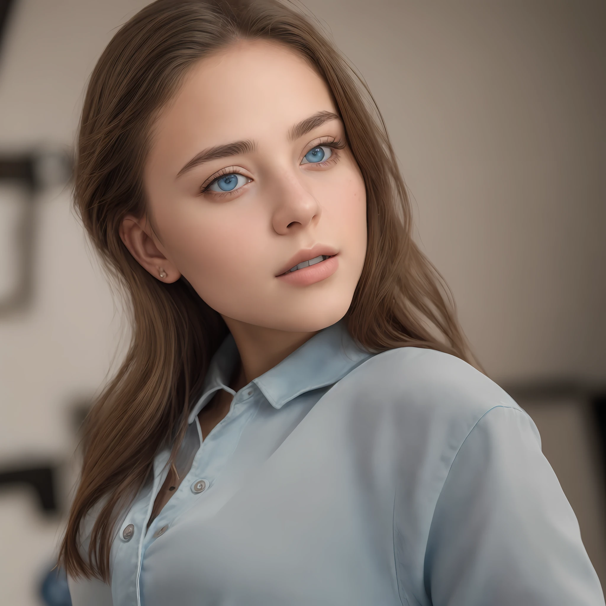 8K, best quality, masterpiece, ultra high res, (photorealistic: 1.4), raw photo, (authentic skin texture: 1.3), (film grain: 1.3), (selfie angle), 1girl, beautiful detailed eyes and face, masterpiece, best quality, close-up, top body, do not use blue eyes, and do not simulate hands.