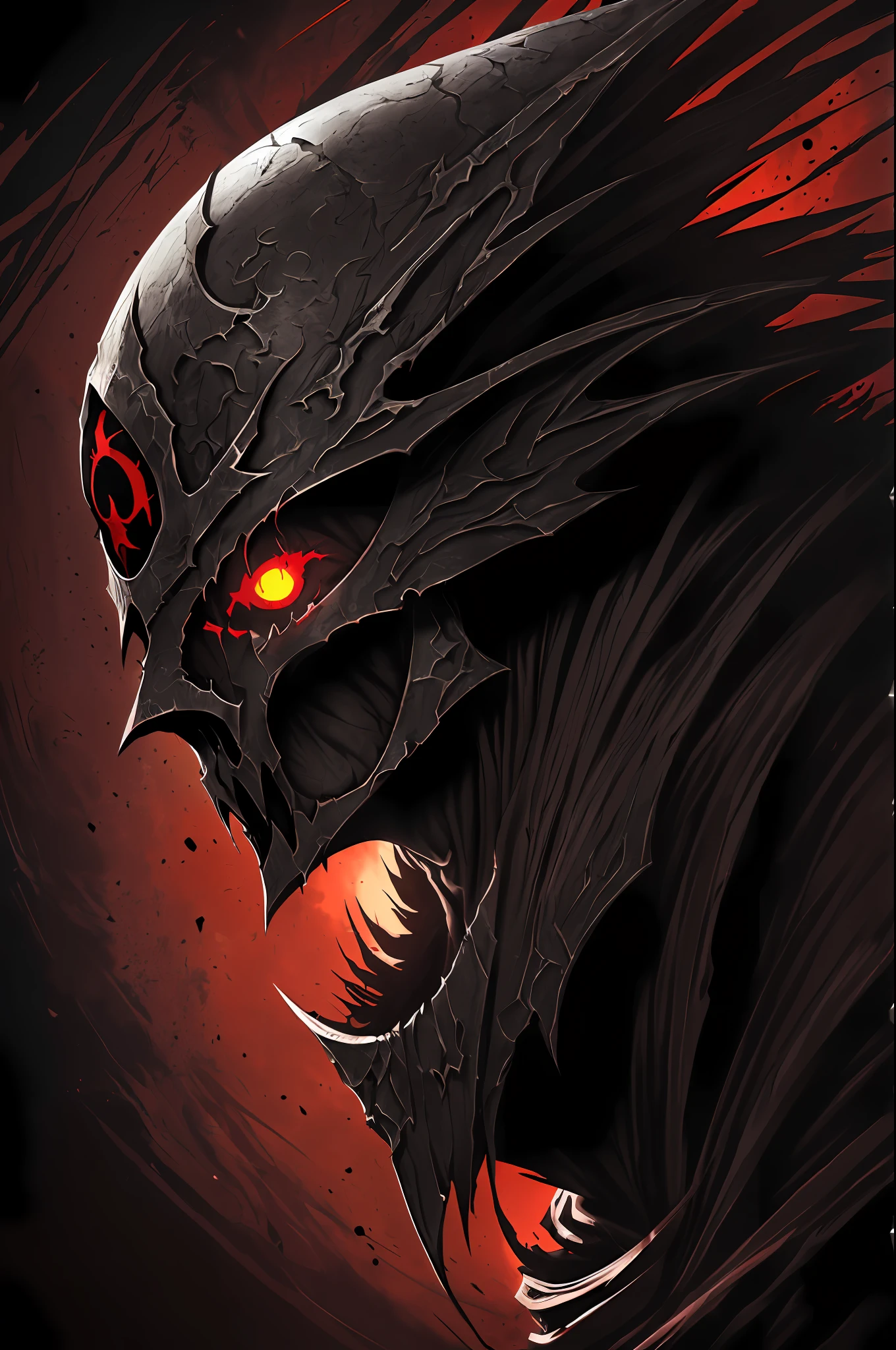 (ashenhard style:1.4), masterpiece, best quality, high quality,(a dark shapeless creature with a dark red glow and red eyes and surrounded by darkness:1.2), (in profile), (darkness:1.2), abstraction, abyssopelagic, award winning photography, Depth of Field, HDR, extremely detailed, trending on artstation, trending on CGsociety, Intricate, High Detail,