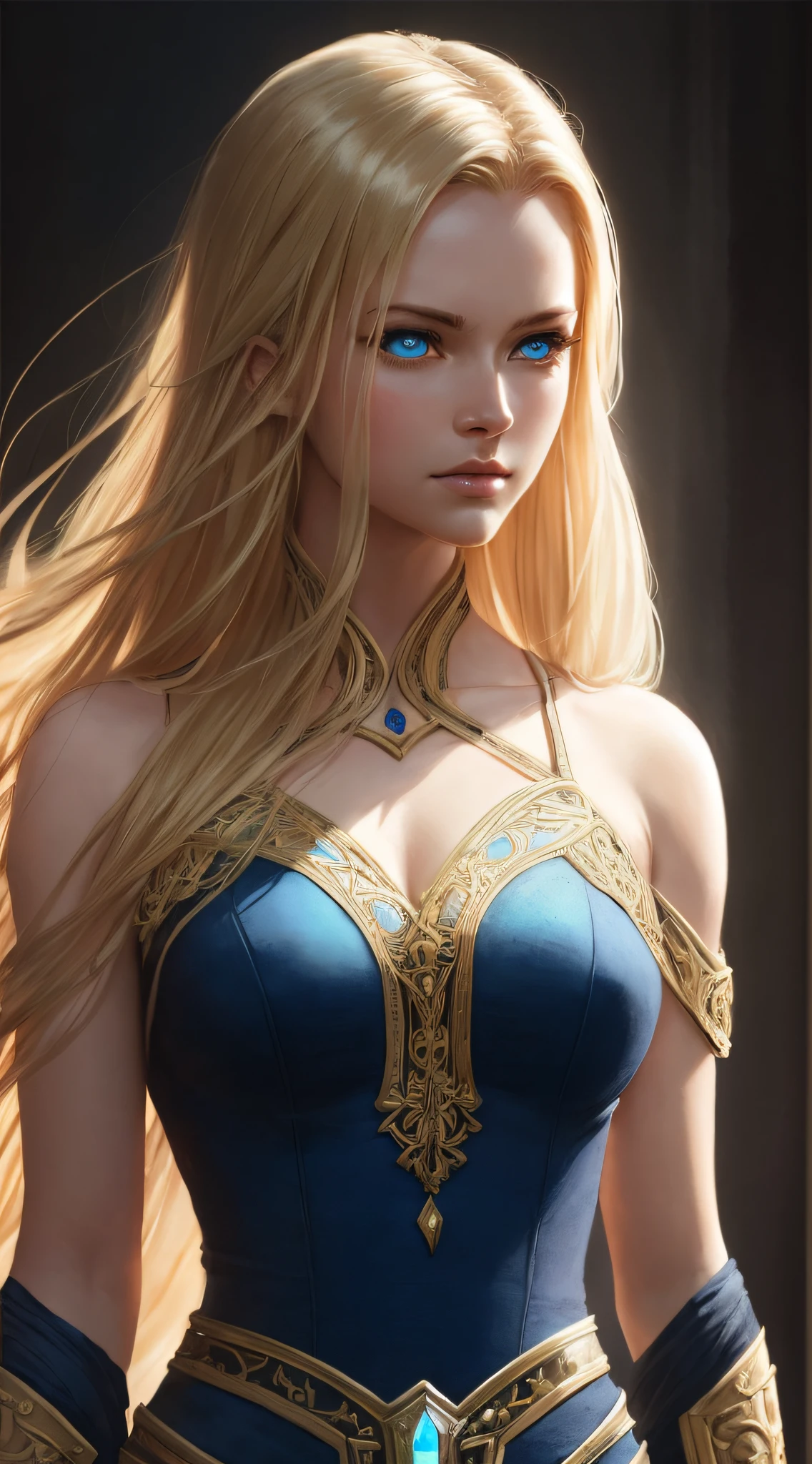 Illustration of warrior princess, 8k of a beautiful blonde hair, intricate, elegant clothes, highly detailed, majestic, digital photography, art by artgerm and ruan jia and greg rutkowski,wistful art,surreal painting,broken glass (masterpiece, side lighting, beautiful finely detailed blue eyes: 1.2 ), hdr, --auto