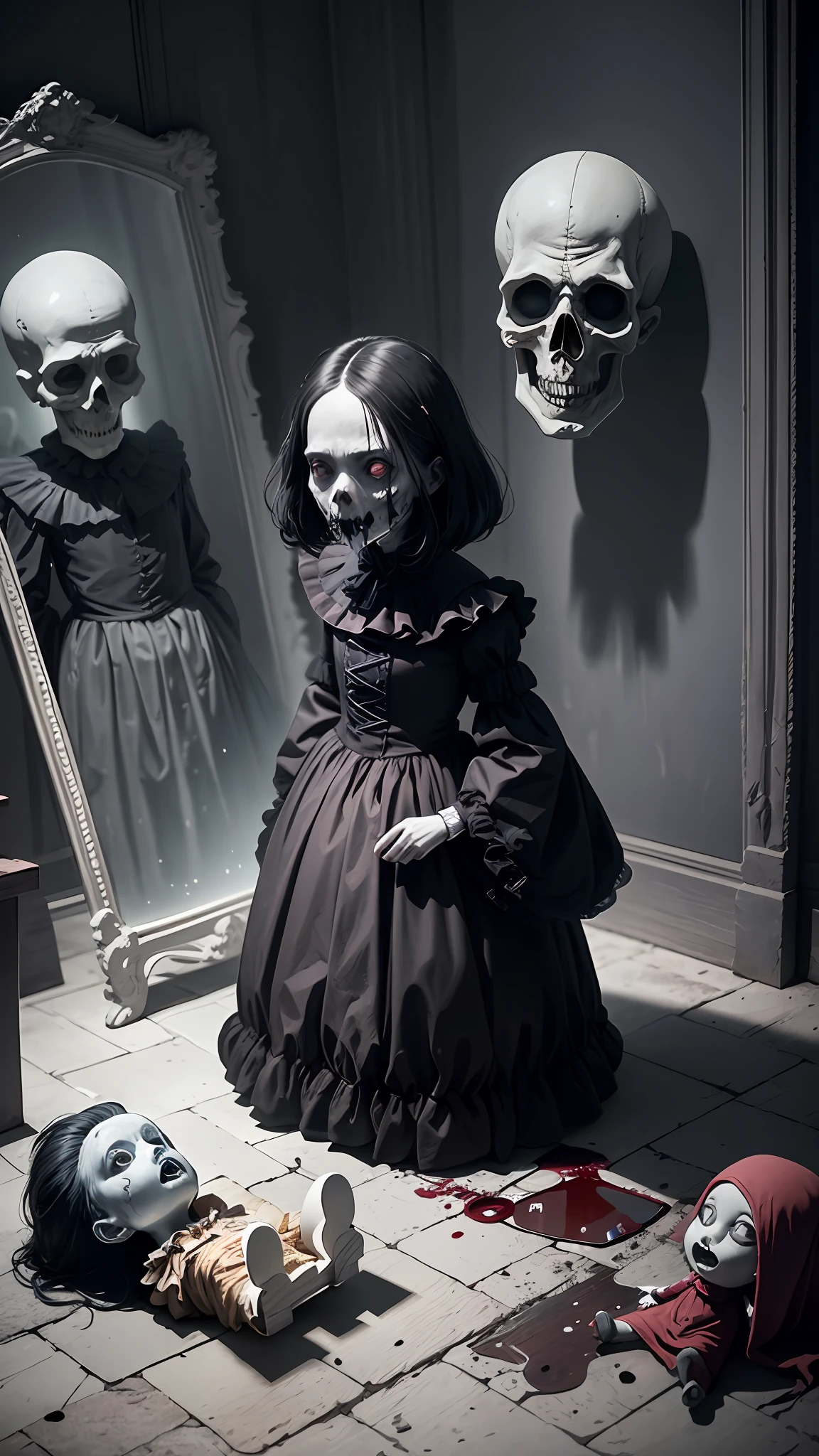 Haunted graveyard,Sinister shadows,Creepy abandoned house,Malevolent spirits,Bloodcurdling screams,Cursed dolls,Terrifying clowns,Macabre rituals,Grave robbers,Chilling whispers,Possessed mirrors,Haunted paintings,Creaking floorboards,Mysterious disappearances,Forbidden rituals