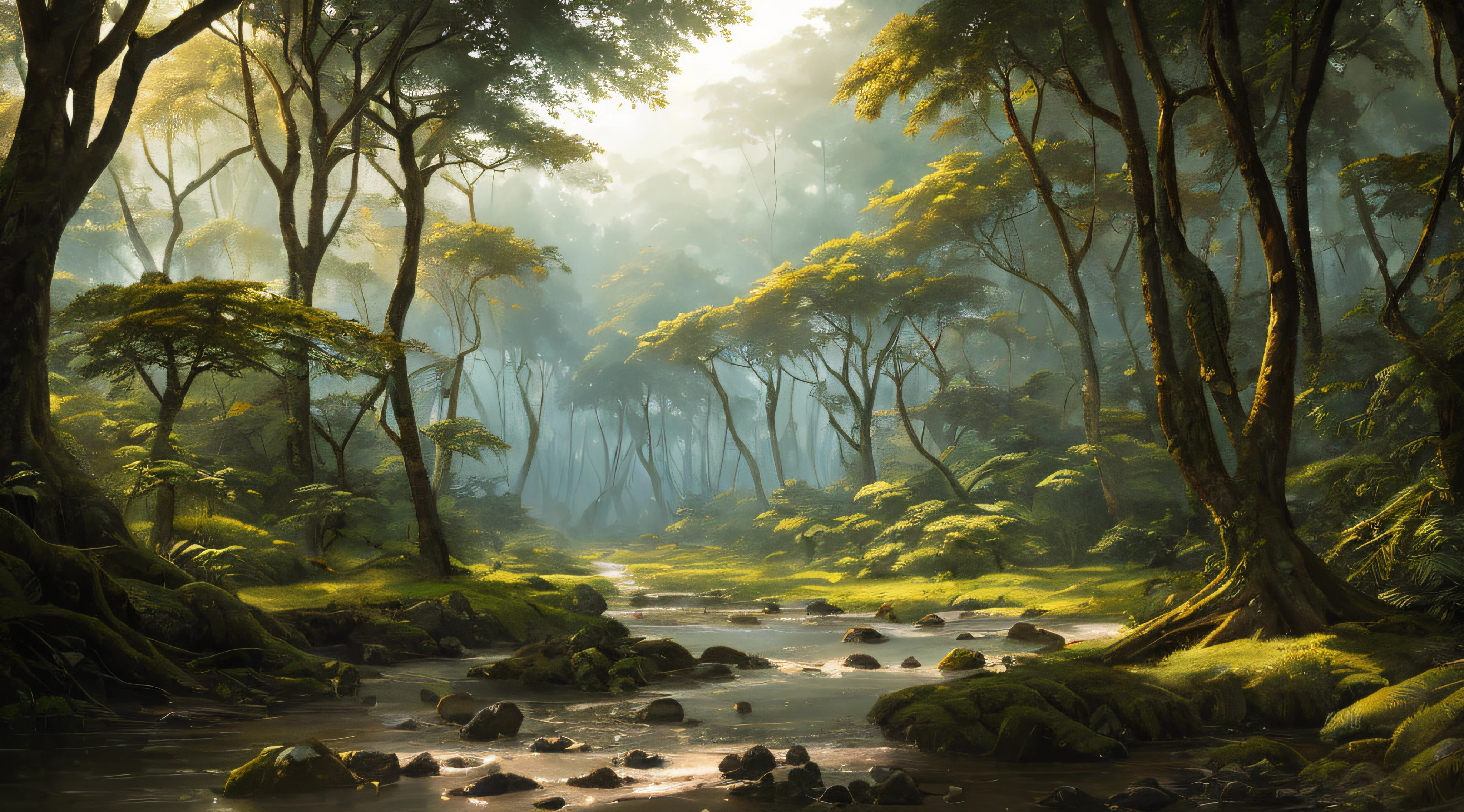 a dense jungle of trees where no one is present, trending on artstation, sharp focus, studio photo, intricate details, highly detailed, by greg rutkowski --auto