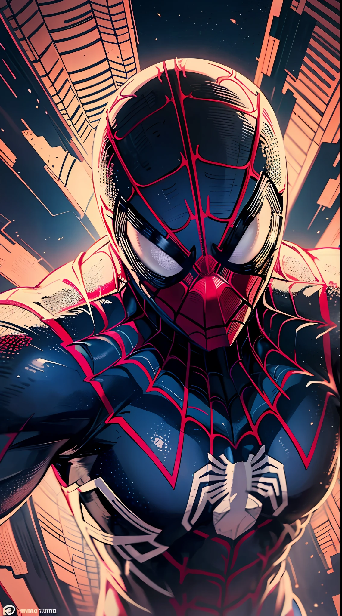 spider man, organic-looking outfit, gooey testura, symbiote, white eyes, fine art, cinematic scene, highly detailed detailed cinematic rendering, ultra photorealistic raytricing, with cinematic lighting