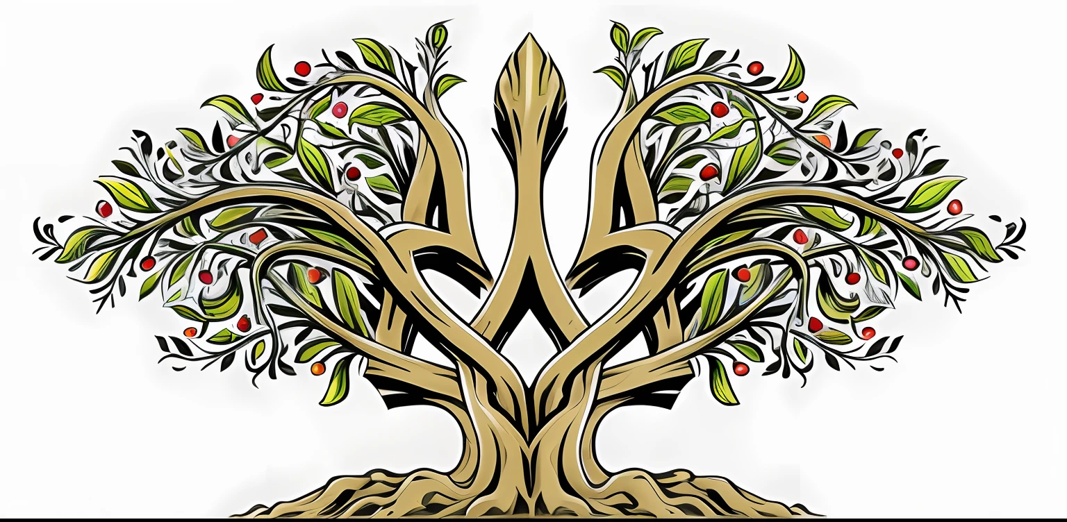 there is a drawing of a tree with a heart in it, yggdrasil, symmetrical illustration, rooted lineage, tree of life, symmetrical design, the tree of life, tree of life seed of doubt, woodcut style, symmetrical digital illustration, celtic vegetation, symmetrical artwork, celtic art style, beautifully symmetrical, stylised design