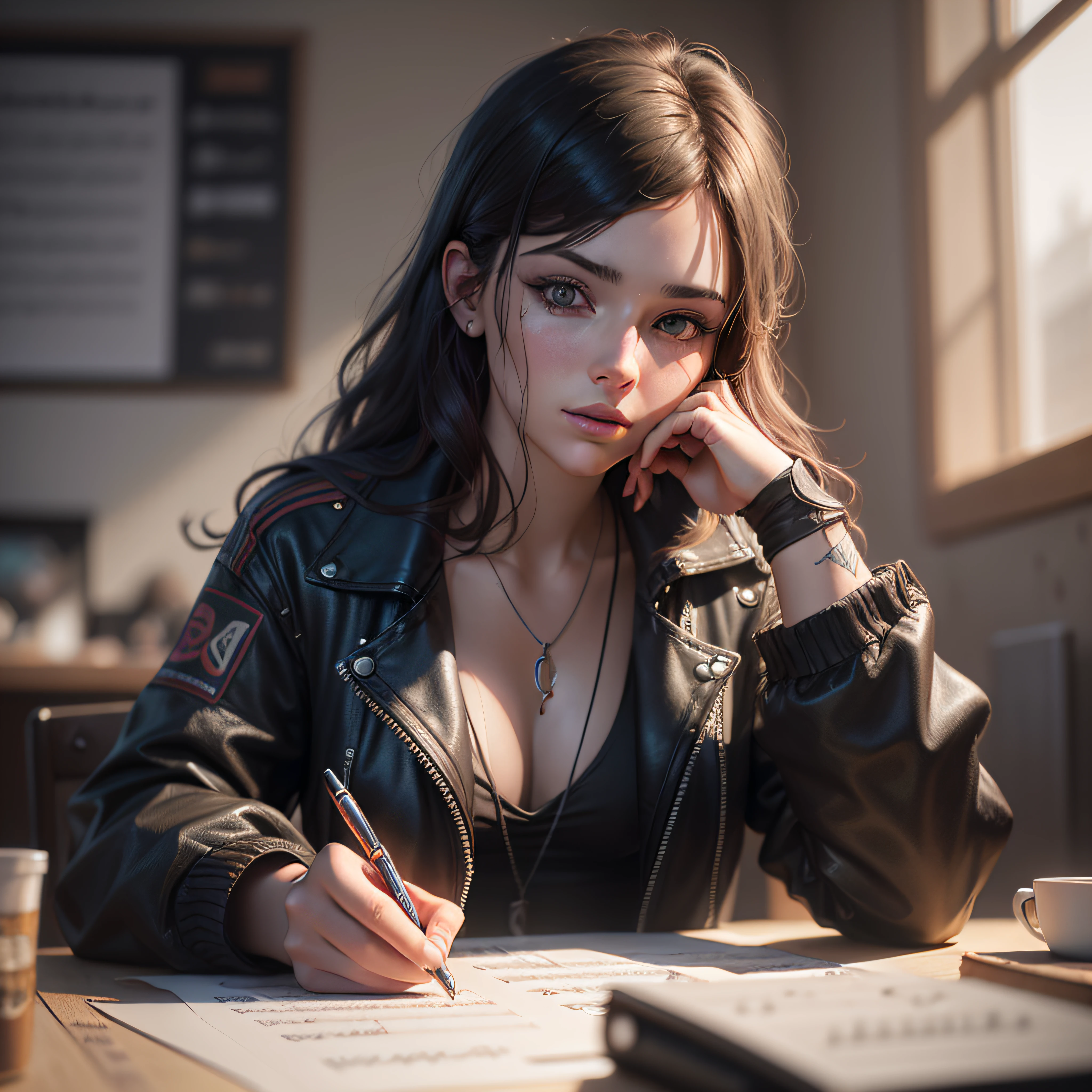 20 year old woman composing music, writing, sitting, writer, render 8k portrait, cinematic realistic photo, realistic face moody lighting, ultra realistic image, unreal engine character art, ultrarealistic 8k cyberpunk art, cinematic bust portrait, photorealistic art style, an ultra realistic, detailed portrait shot, handsome man, 8k portrait shot portrait