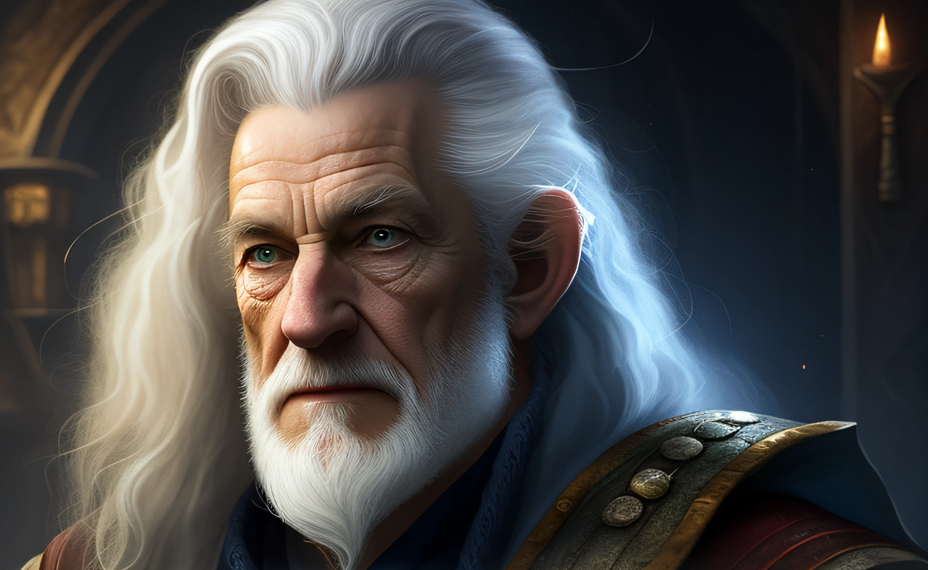arafed image of a man with a white beard and a white beard, a portrait of a male elf, portrait of fin wildcloak, fantasy character portrait, closeup portrait of an mage, dwarf with white hair, rpg portrait concept art, portrait of merlin, portrait of gandalf, fantasy concept art portrait, baldur's gate character portrait, a middle aged elf --auto