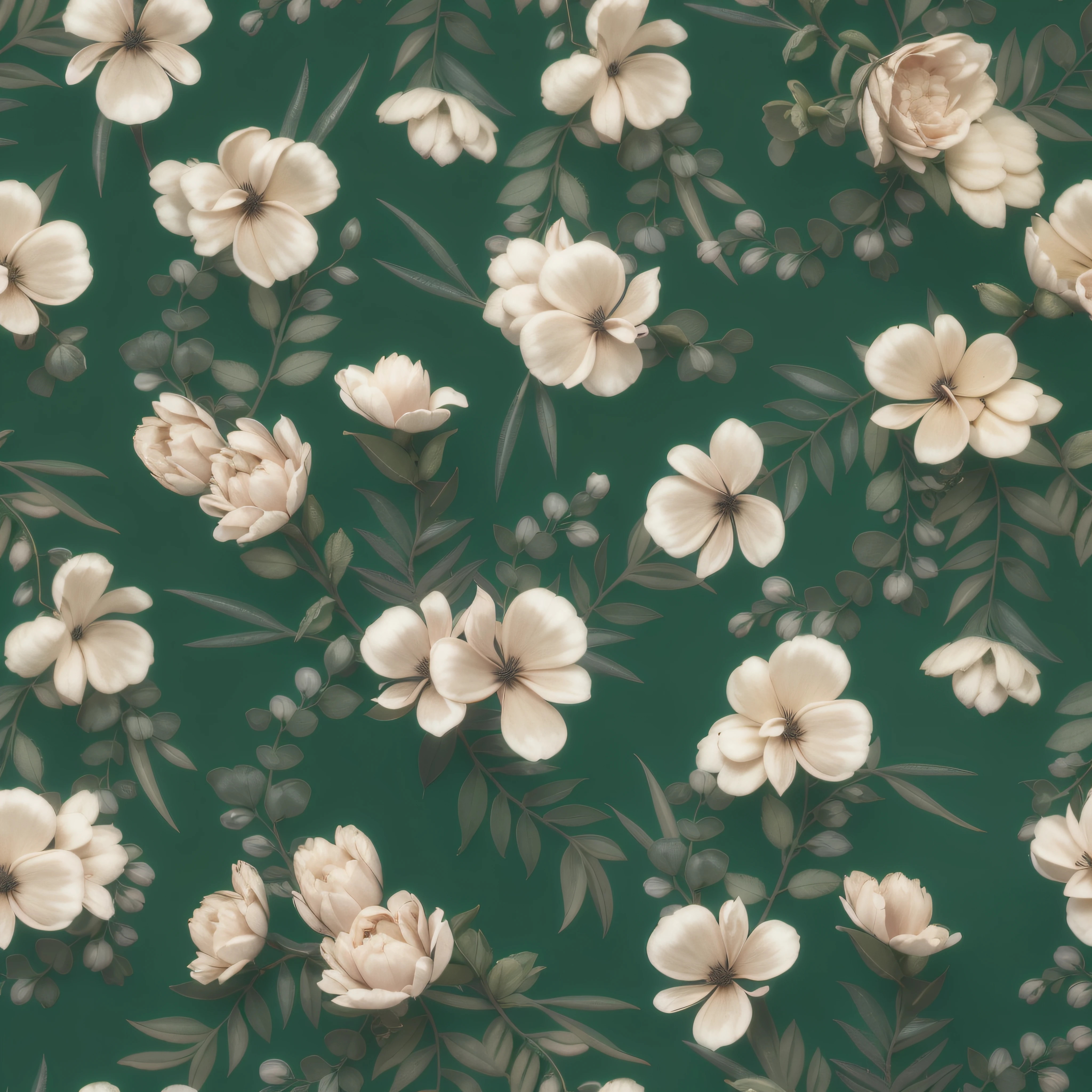 there is a green background with a bunch of flowers on it, dark flower pattern wallpaper, floral pattern, ornate floral, floral wallpaper, seamless pattern design, seamless fabric pattern 8k, flower, large opaque blossoms, flowery wallpaper, ornate flowers, floral motives, elegant flowers, wallpaper design, floral renewal, brown flowers, stylized flowers --auto