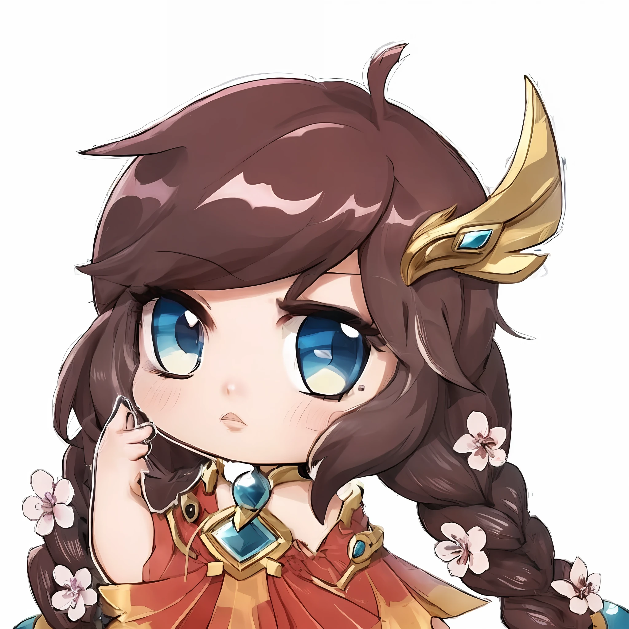 a cartoon girl with long hair and blue eyes wearing a red dress, chibi, inspired by Li Mei-shu, character art of maple story, zenra taliyah, advanced digital chibi art, youthful taliyah, chibi art, taliyah, chibi girl, anime chibi, heise jinyao, anime goddess, , anime moe artstyle, inspired by Pu Hua