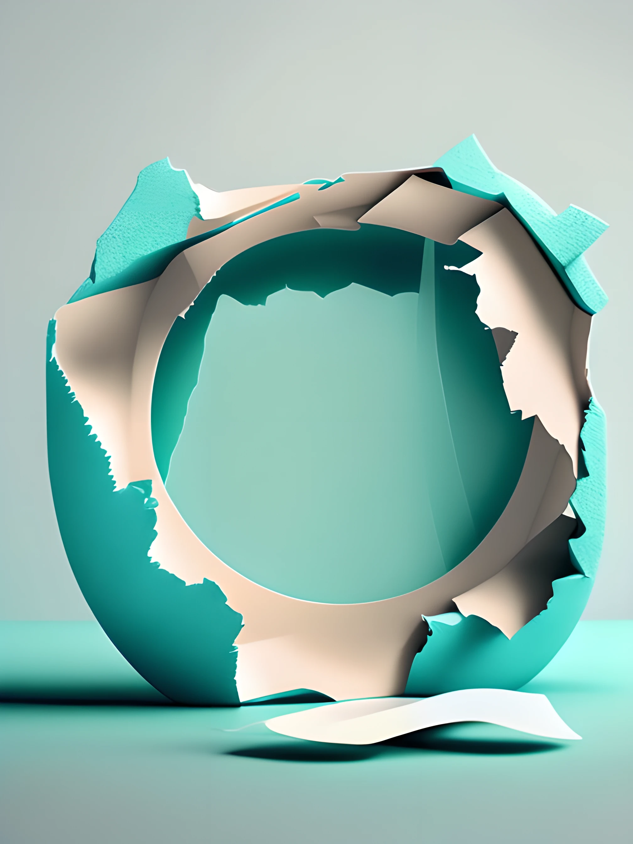 Realistic vector hole torn in paper on transparent background, glass openings, cut-out paper, torn clothes, torn!! clothes, showcase, vinyl on glass, amazing exposure stereoscopic 3D rendering, color gradient from white to light tiffany blue, 4K resolution, simple and natural composition, white background, fresh and vulgar style Glasses and frames, in transport,