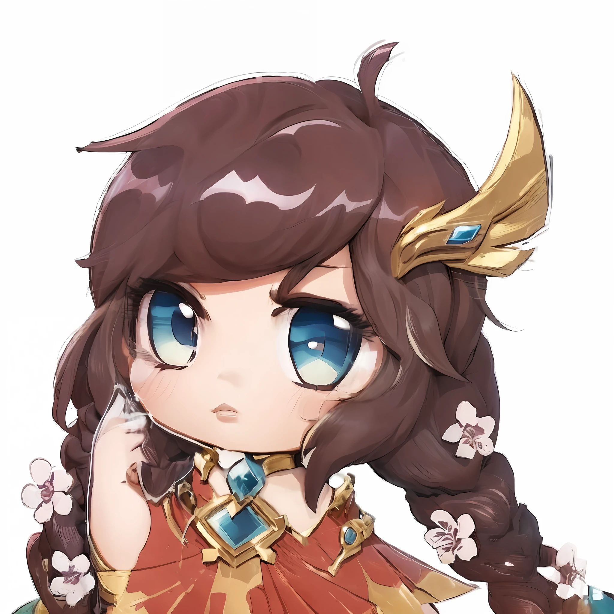 a cartoon girl with long hair and blue eyes wearing a red dress, chibi, inspired by Li Mei-shu, character art of maple story, zenra taliyah, advanced digital chibi art, youthful taliyah, chibi art, taliyah, chibi girl, anime chibi, heise jinyao, anime goddess, loli, anime moe artstyle, inspired by Pu Hua