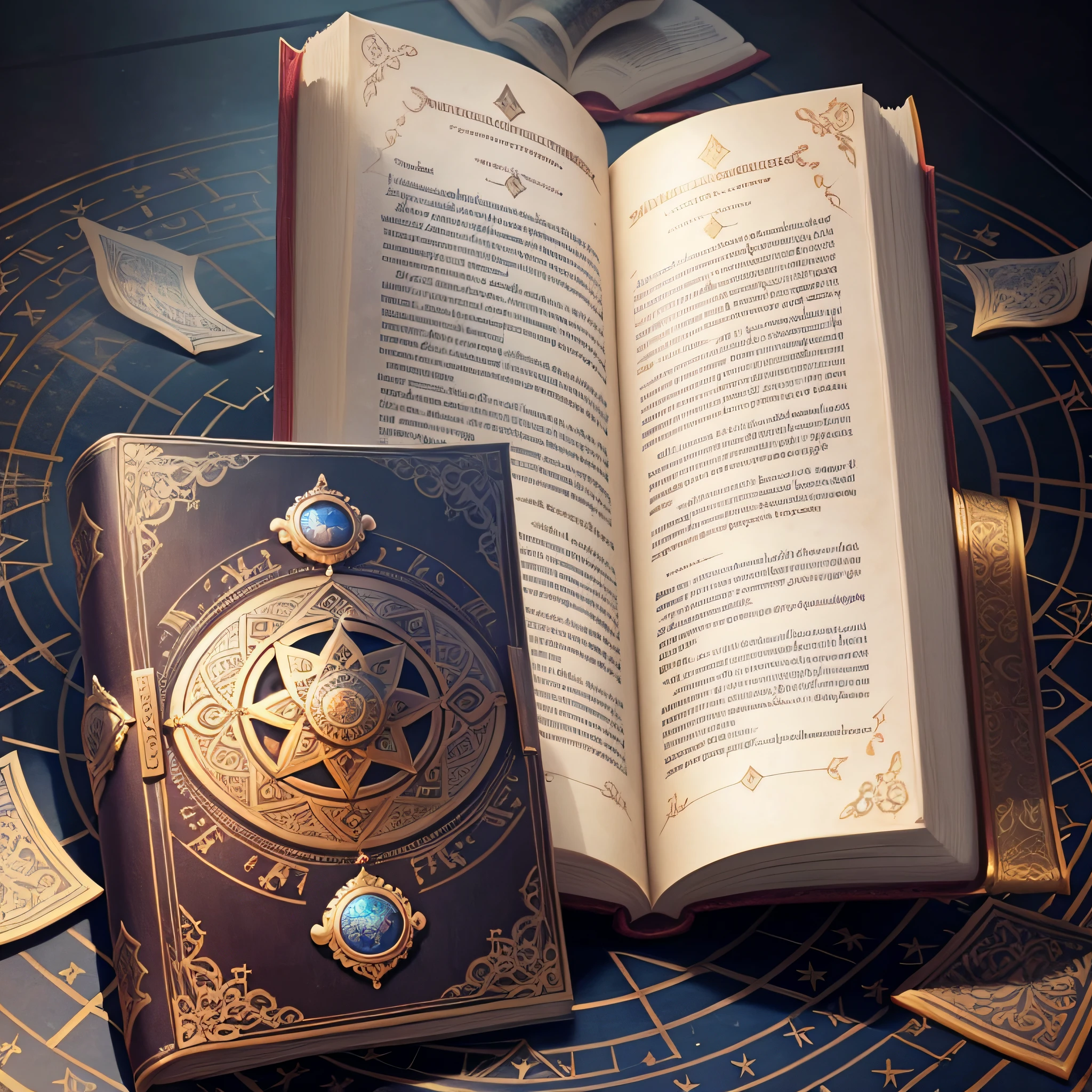 spell book with blue and gold cover --auto