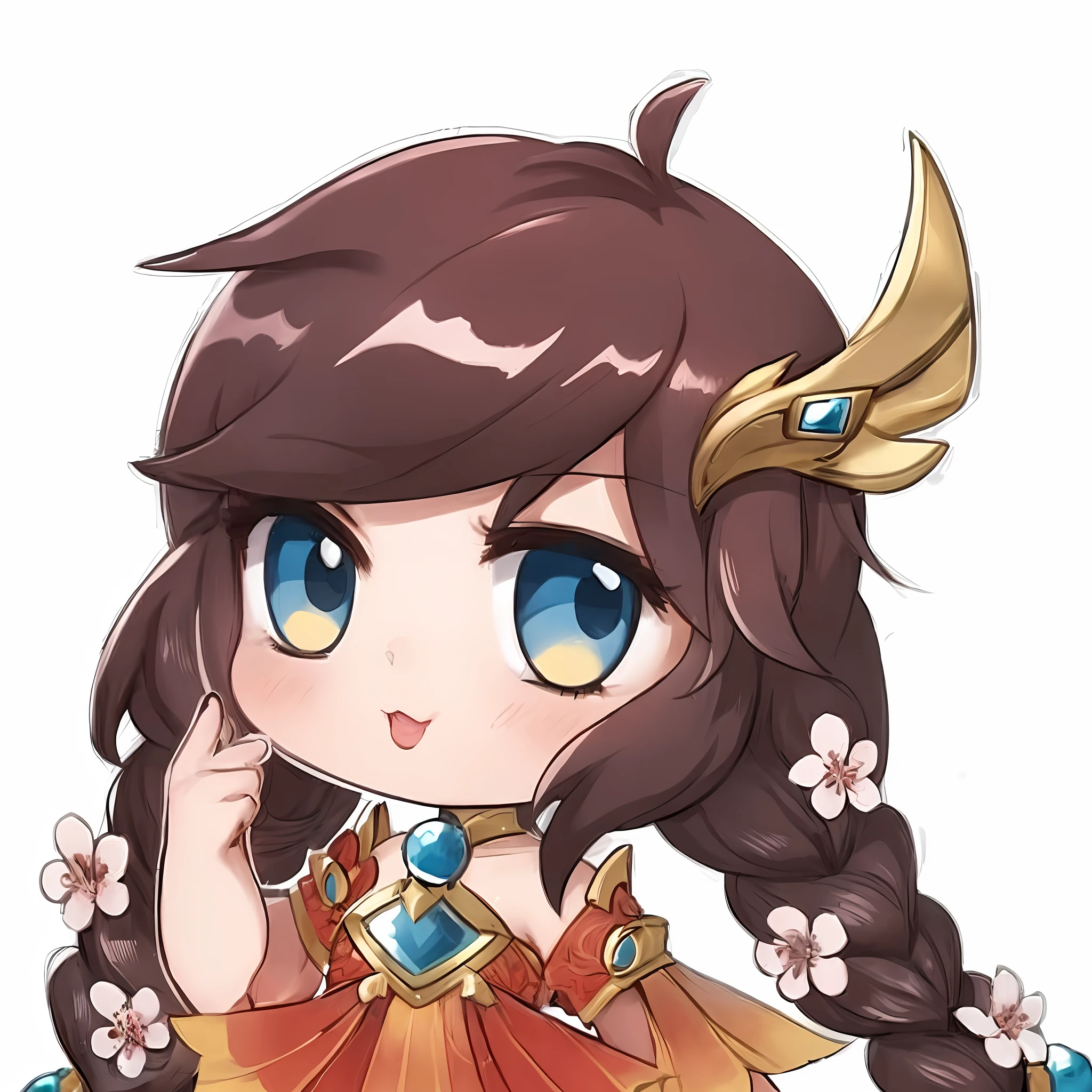 a cartoon girl with long hair and blue eyes wearing a red dress, chibi, inspired by Li Mei-shu, maple story character art, zenra taliyah, advanced digital chibi art, young taliyah, chibi art, taliyah, chibi girl, chibi anime, heise jinyao, anime goddess, loli, moe artstyle anime, inspired by Pu Hua, smile, rpg