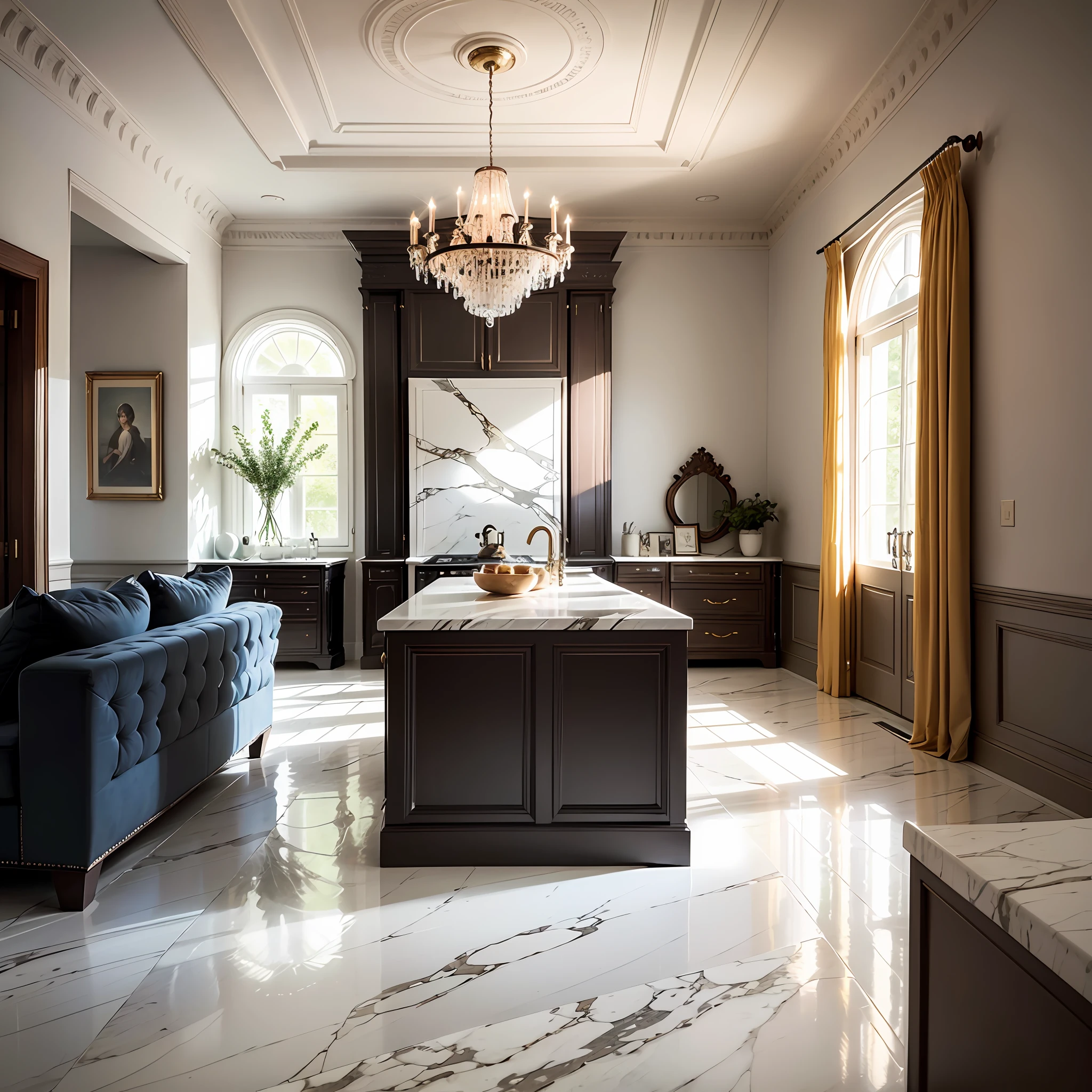 Create a detailed description of a living room of a modern house, where all the details are made of marble. The living room should convey a contemporary and luxurious atmosphere, with marble being the absolute protagonist in the decoration.
Describe the marble details accurately, emphasizing their unique colors, veins, and textures. Highlight the polished and shiny surface of the material, conveying the feeling of sophistication and elegance. Also highlight the durability and strength of marble, which make it a perfect choice to create an exquisite atmosphere in the living room.
When describing the living room, mention how all the elements are made of marble, from the floors and wall coverings to the furniture and accessories. Describe the smooth contours and clean lines of the marble furniture, emphasizing its modern, minimalist aesthetic. Also mention the combination of marble with other high-quality materials such as metal and glass, which add a touch of contemporaneity to the environment.
Capture the readers' attention with the photographic description of the living room with all the details in marble. Describe the angles, framing, and focus of the camera, highlighting the grandeur and beauty of the marble in each element of the room. Use lighting strategically to highlight the details and reflections present in the marble.
Finally, its goal is to convey the feeling of a modern home living room, where every detail is made of marble, creating a luxurious and contemporary atmosphere. Describe it in a way that holds the readers' attention, highlighting its beauty and sophistication. With the combination of detailed description and photography, create a realistic and immersive visual experience, highlighting the grandeur of the marble in the living room. --auto