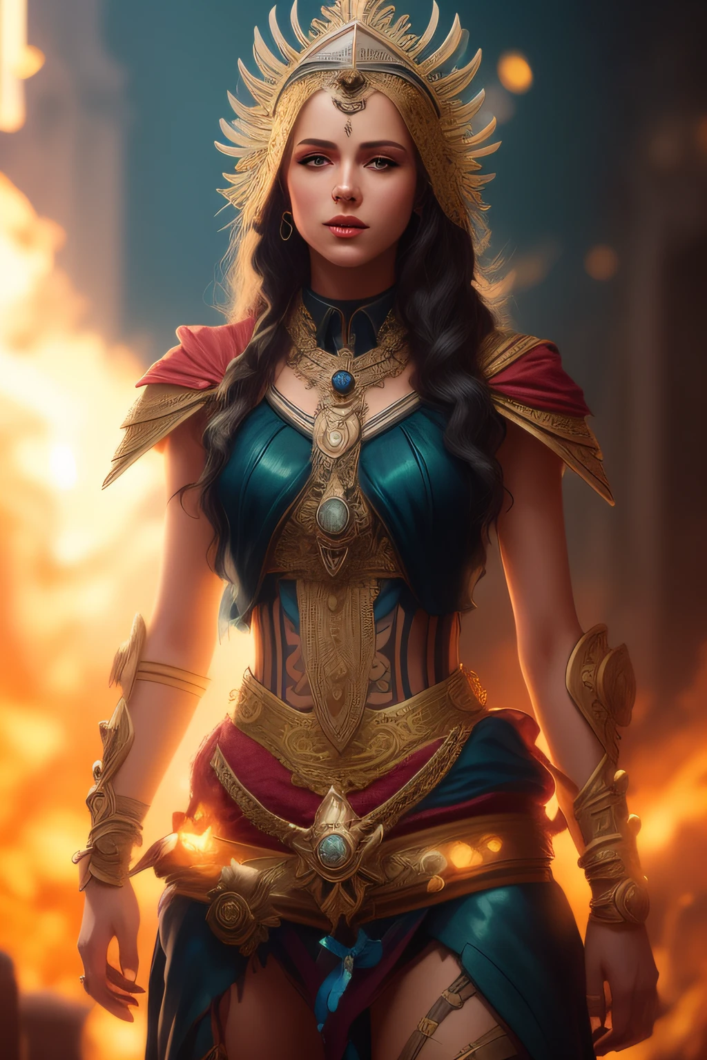 (((full body photo))) , cinematic Design of a beautiful Greek priestess of Olympus awarded and highly detailed, embellished with golden armor style silver details, antique creative, fashion ideas, with rays wrapped around the body, artistic details, maximum design, academy winning cinematic image, incredibly beautiful and cute face, Rachel Cooke smile, Instagram, Soft box light on both sides,  low saturation, glass hour, wide hips, blue eyes long white hair, superior photographic quality, realistic photo Sony Alpha 8, low saturation image, super quality, 8k, hot background, smoky and hazy fantasy, moritz Cornelis Escher spheres, releasing flames by the hands, ultra art deco style, carbon, science fiction, symmetry, depth of field, intricate, elegant, highly detailed,  Hyperdetailed face, digital painting, professional sinister concept art, sharp focus, illustration as imagined by Greg Rutkowski and Borris Vallejo and stylized by Jean-Baptiste Monge, Pink, Comic style, Perfect anatomy, Centered, Approaching perfection, Dynamic, Highly detailed, Artstation, Conceptual art, Smooth, Sharp focus, Illustration, Griffiths and wadim kashin meat art, Trends in Artstation, Sharp focus, Studio photo,  Complex Details, Highly Detailed, By Greg Rutkowski