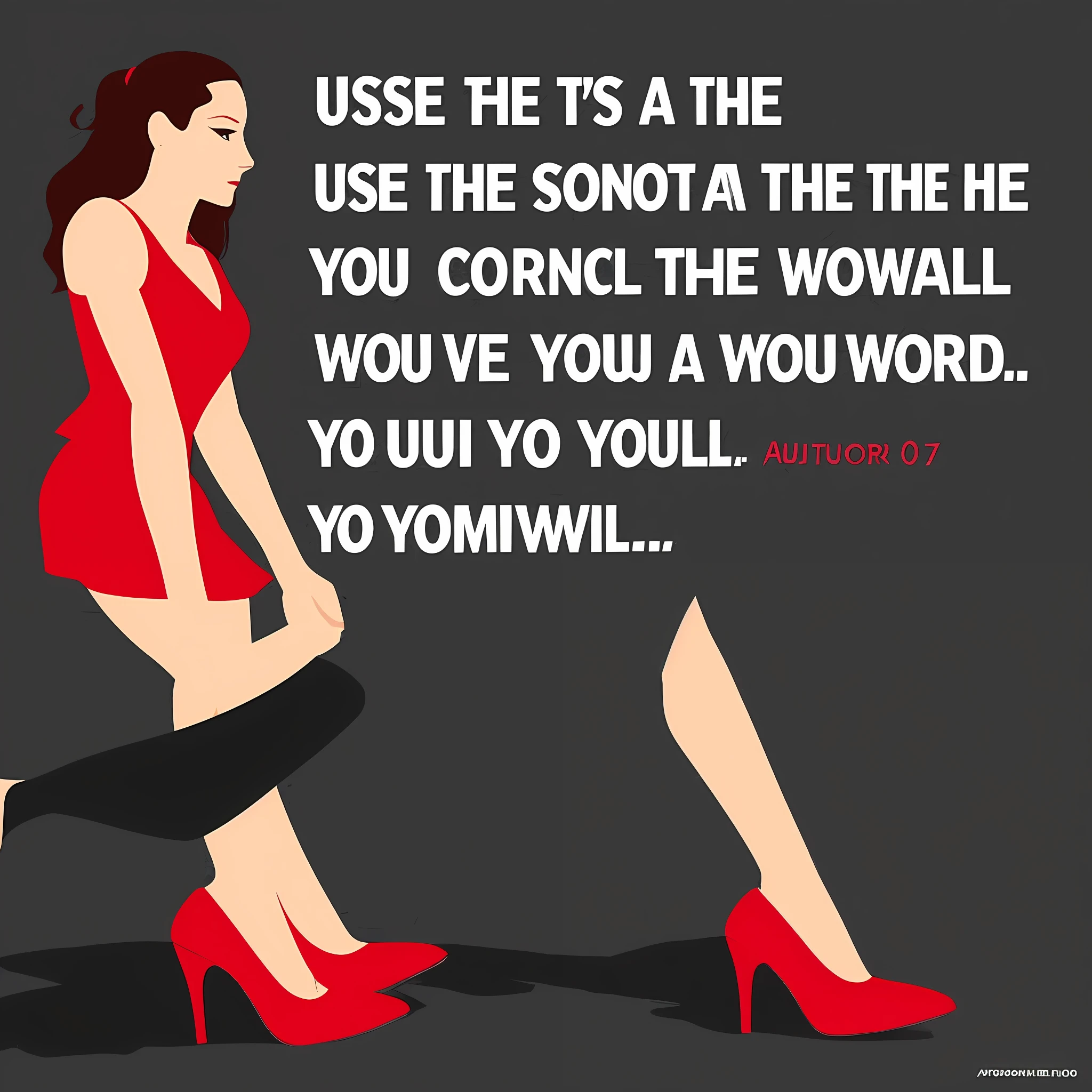 Use the 'create image' command to generate a scene of the motivated female foot, with dimensions 1024x768; black background; a woman in a red high heel, stepping with confidence; an inspirational text on the side saying 'You can conquer the world'. --auto