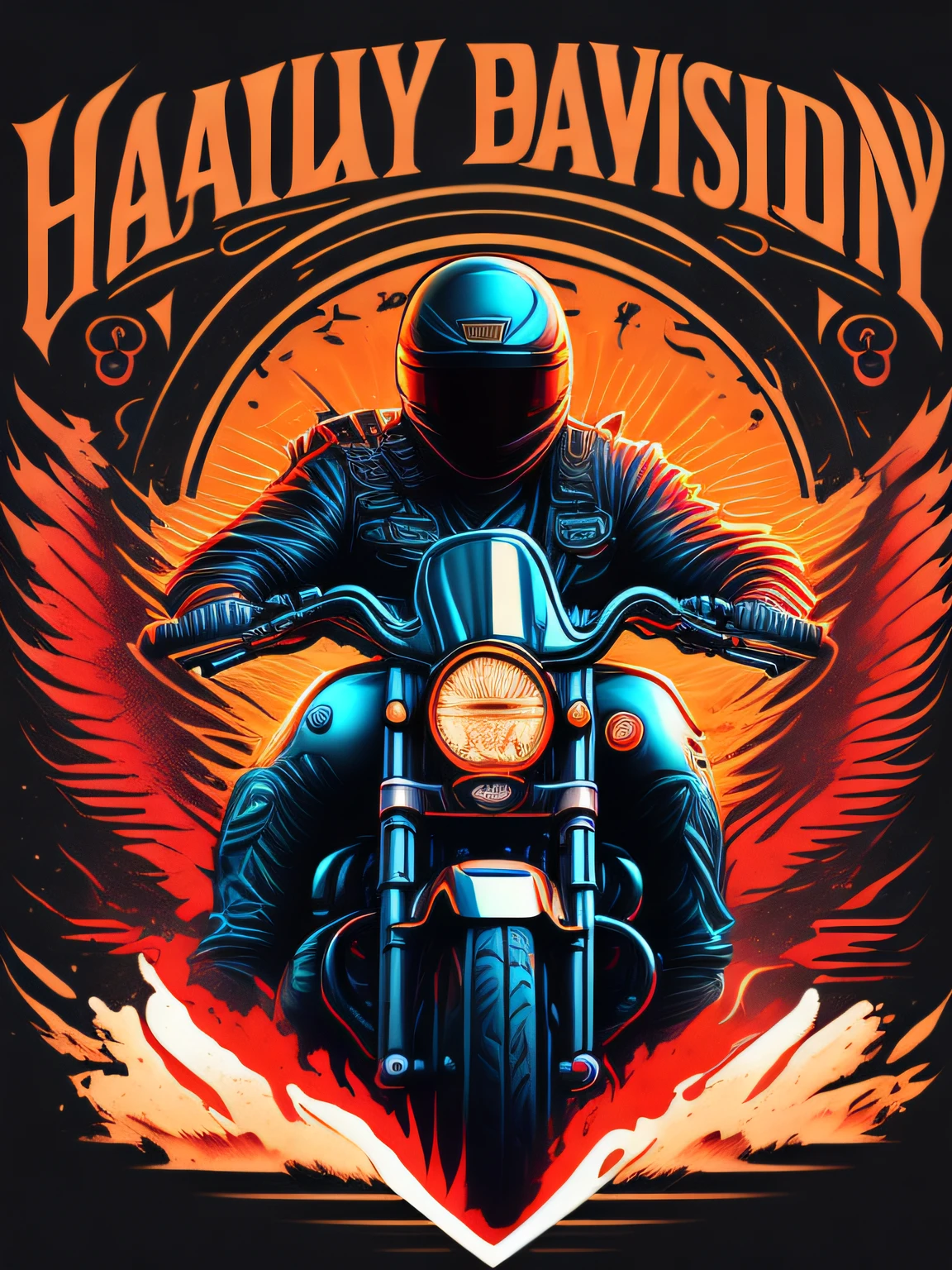 Harley Davidson T-shirt design with a dynamic midjourney theme showcasing stunning vector art by Hydro74.
