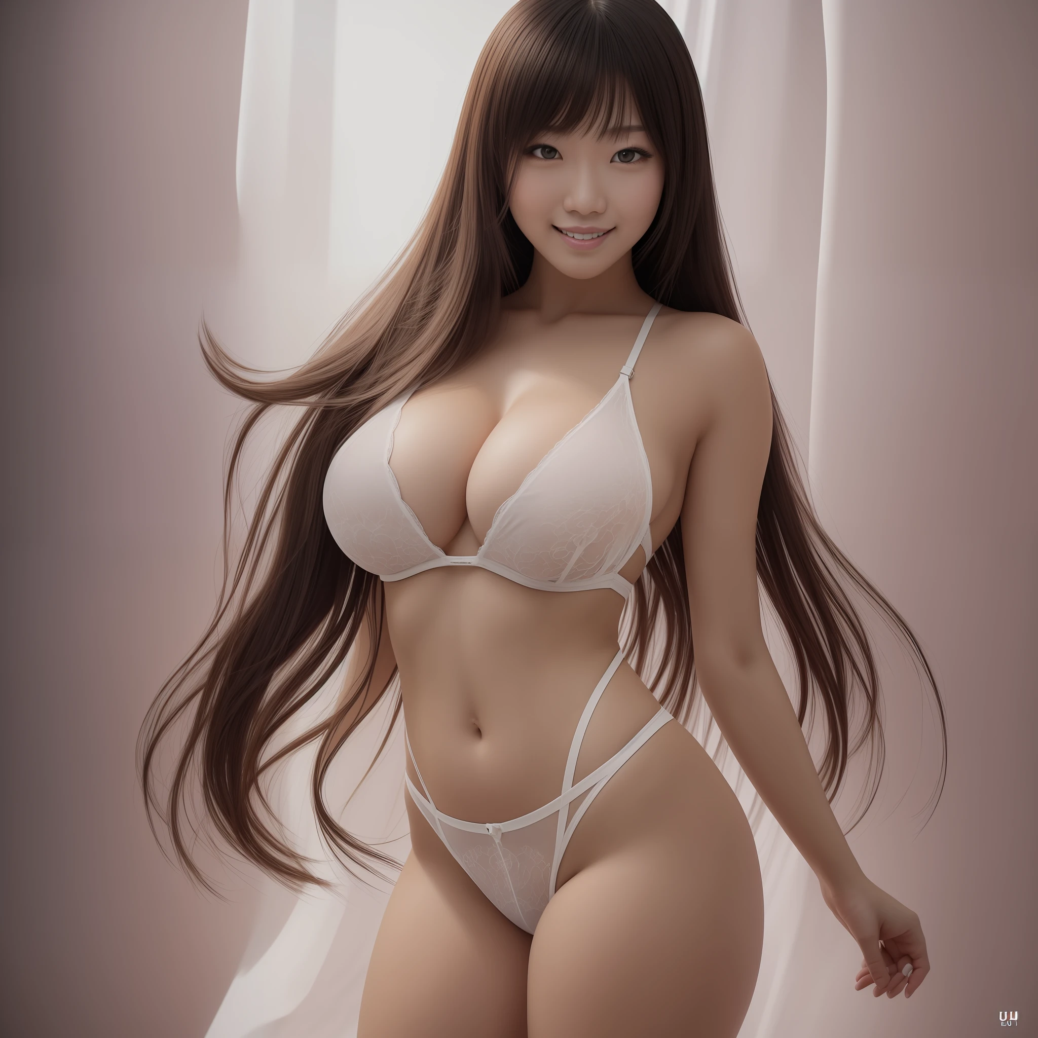Asian girl, black hair, long hair, hair with bang, jisoo, jisso blackpink, big boobs, smile, smiling, gigantic boobs, show cleavage, revealing cleavage, major cleavage, voluptuos body. curvy but slender, slim, slim body, tight shirt, translucent, unbutton shirt, lewd, lewd pose, sexy pose, thick ass, thick butt, no underwear, no undies, revealing thighs, major revealing thigh. most visible thigh, in white room, white blanket., high detail, Realism, depth of field, depth of field, cinematic lighting, glowing light, backlighting, vignetting, god rays, UHD, masterpiece, super detail, high details, high quality, best quality, 16k, textured skin, anatomically correct