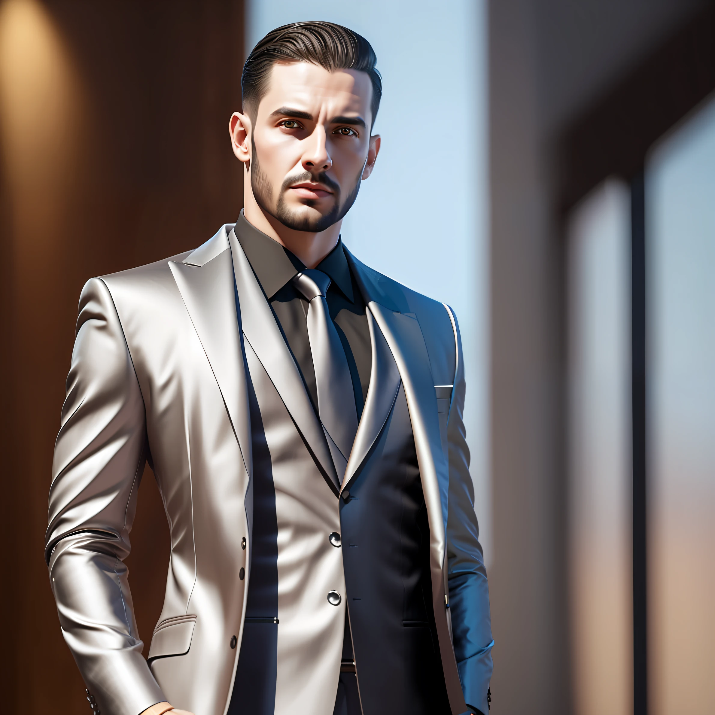 Close portrait of zenke2 elegant person in tailored suit - futuristic style, intricate baroque detial, elegant, highly detailed, digital painting, artstation, concept art, smooth, sharp focus, illustration, art by wlop, mars ravelo and greg rutkowski