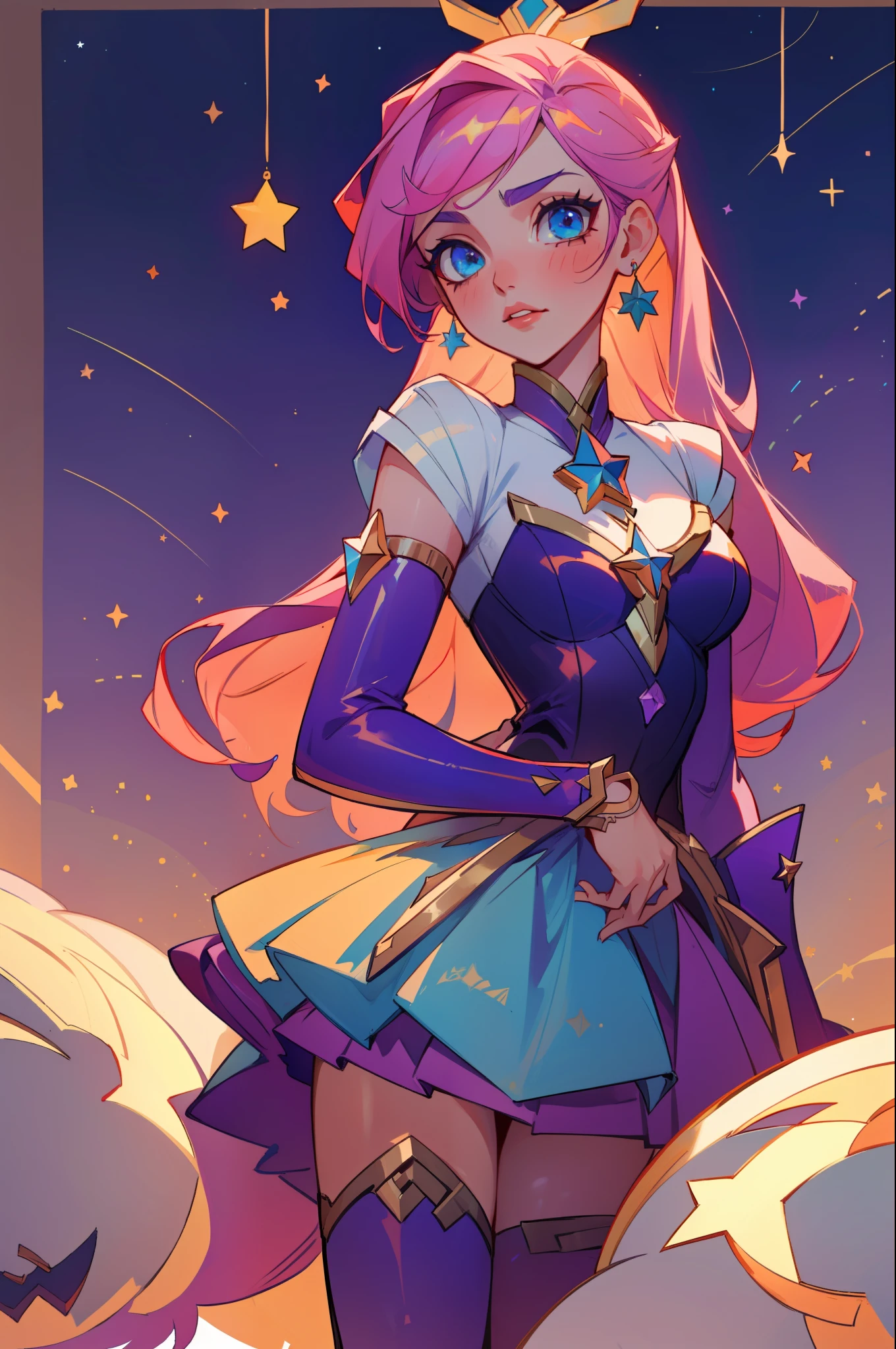 (masterpiece, best quality), intricate details, 8k, artstation, sharp focus, 1girl, star guardian, league of legends, halloween colors